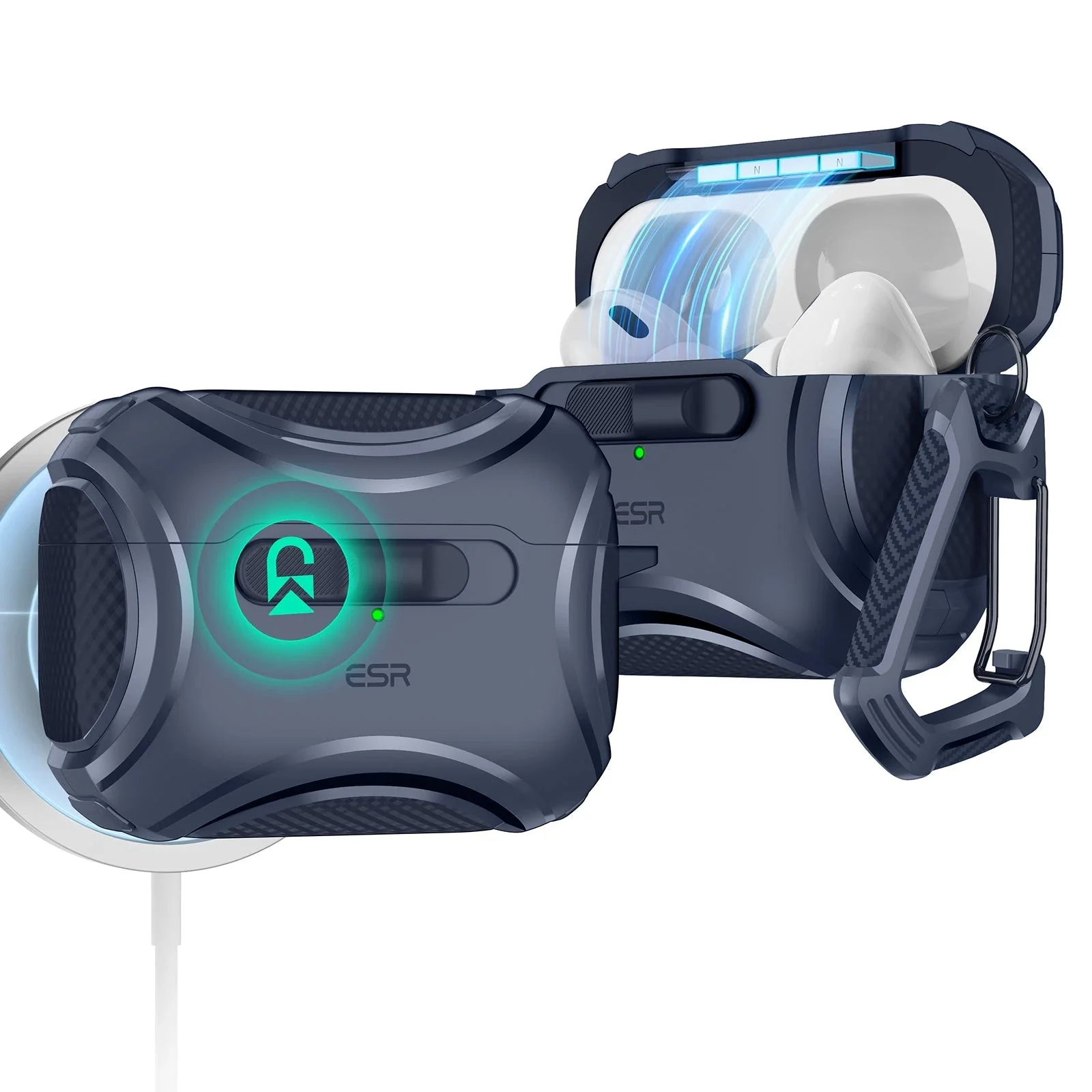 AirPods Pro (2023/2022/2019) Cyber FlickLock Case (HaloLock) - Dark Green - Image 13