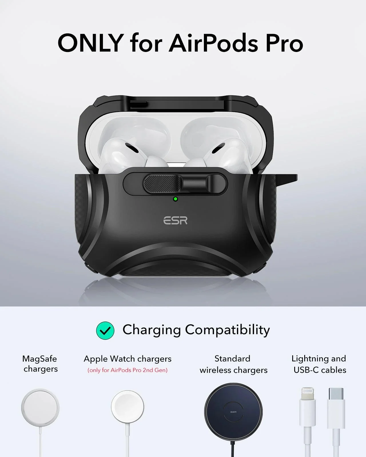 AirPods Pro (2023/2022/2019) Cyber FlickLock Case (HaloLock) - Dark Green - Image 9