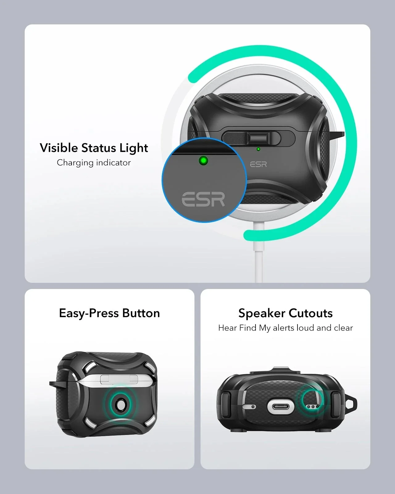 AirPods Pro (2023/2022/2019) Cyber FlickLock Case (HaloLock) - Forest Green - Image 8