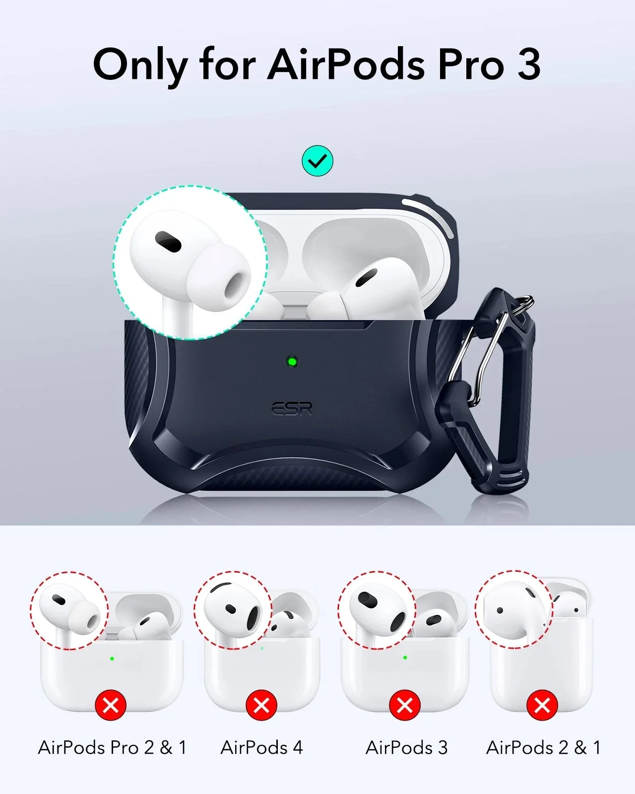 AirPods Pro 3 Cyber Tough Magnetic Case - Navy Blue - Image 2