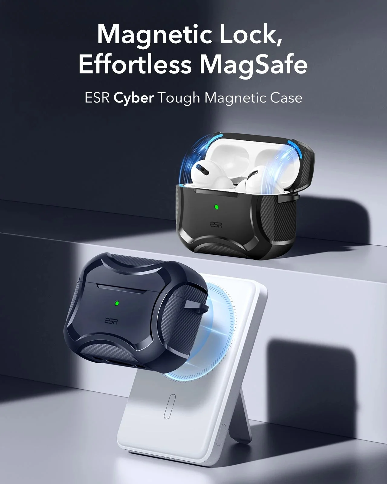 AirPods Pro 3 Cyber Tough Magnetic Case - Navy Blue - Image 3