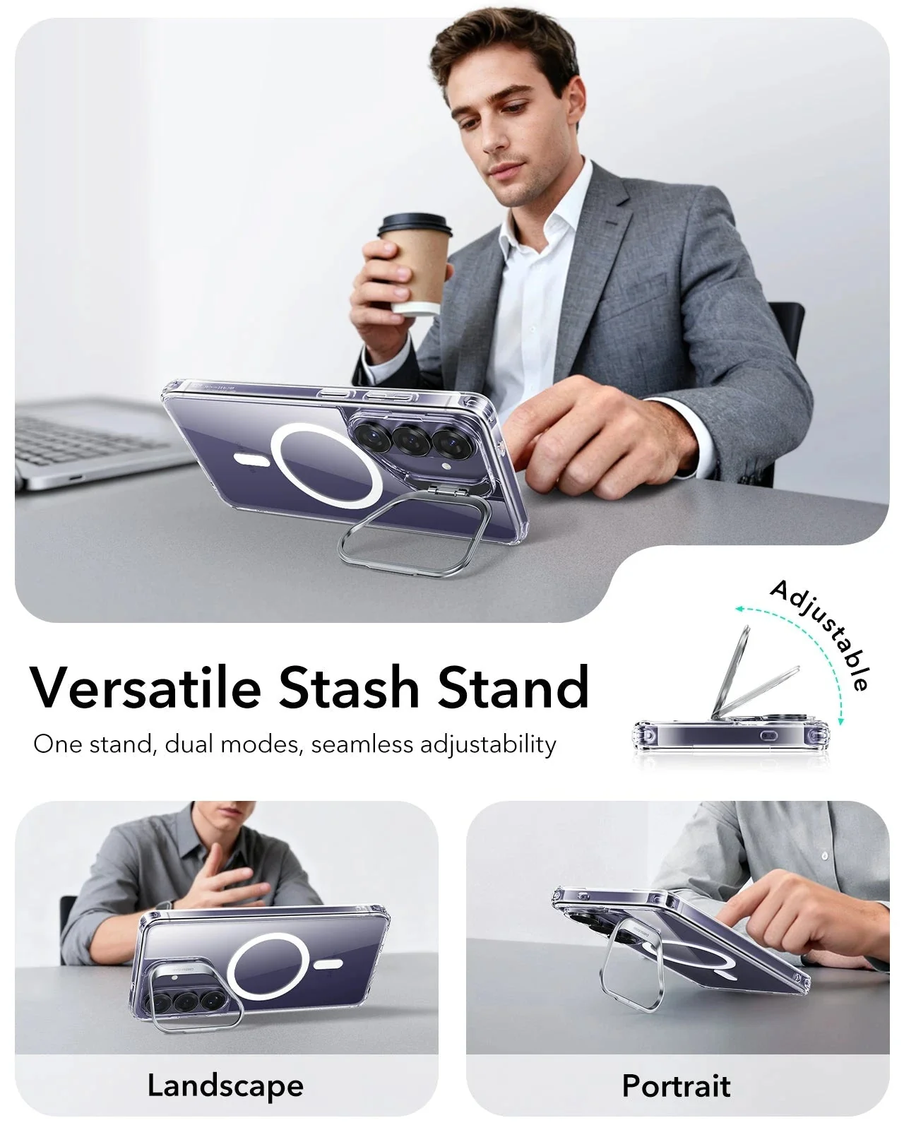 Galaxy S26 Plus Classic Hybrid Magnetic Case (Stash Stand) - Clear - Image 6