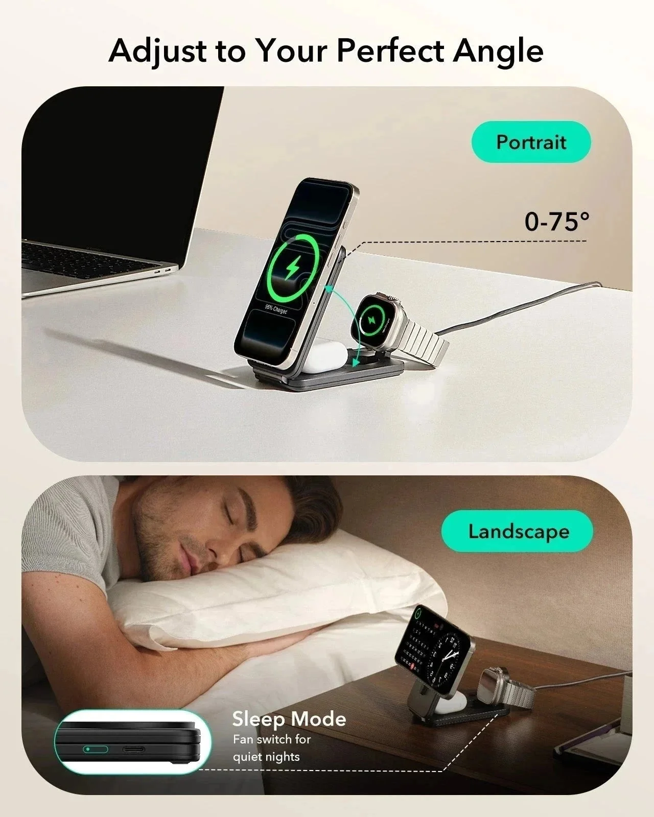 25W CryoBoost Foldable 3-in-1 Magnetic Charger and AirPods Pro 3 Cyber FlickLock Case Bundle– EU Plug-Black - Image 9