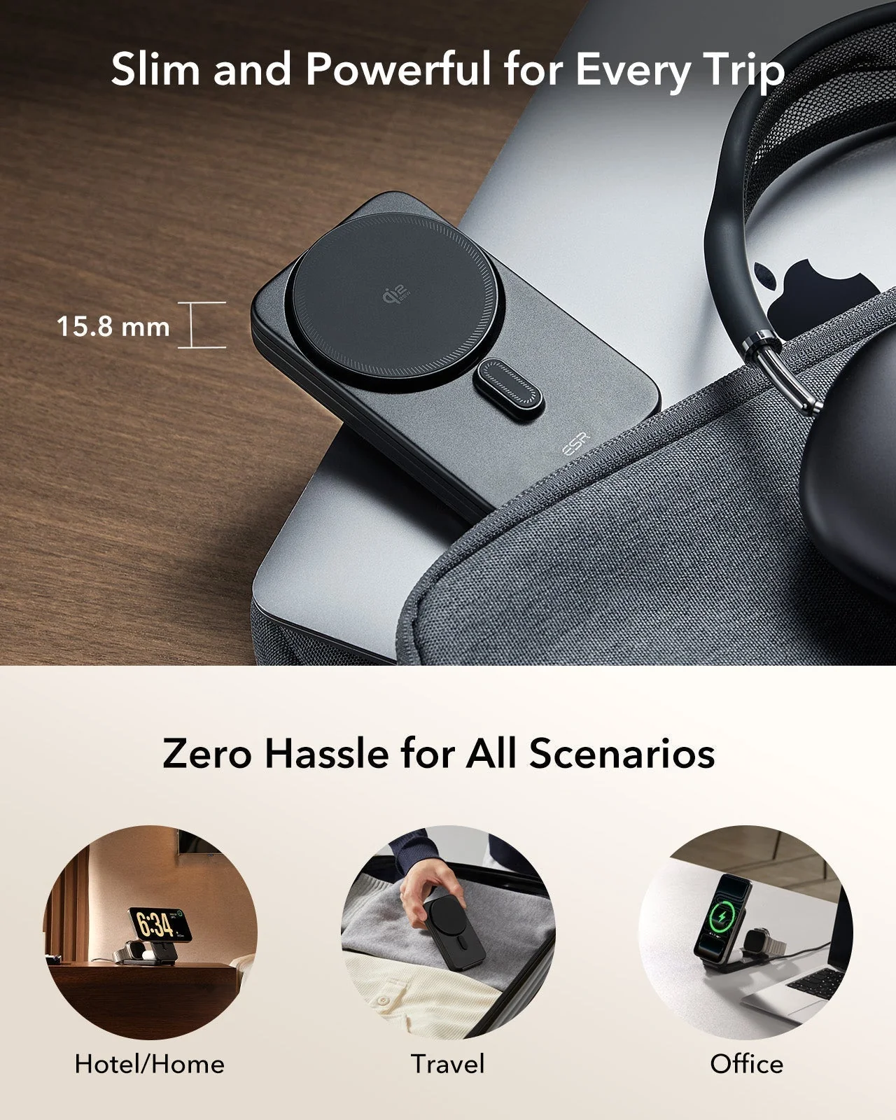 25W CryoBoost Foldable 3-in-1 Magnetic Charger and AirPods Pro 3 Orbit Hybrid Case Bundle – EU Plug-Black - Image 3