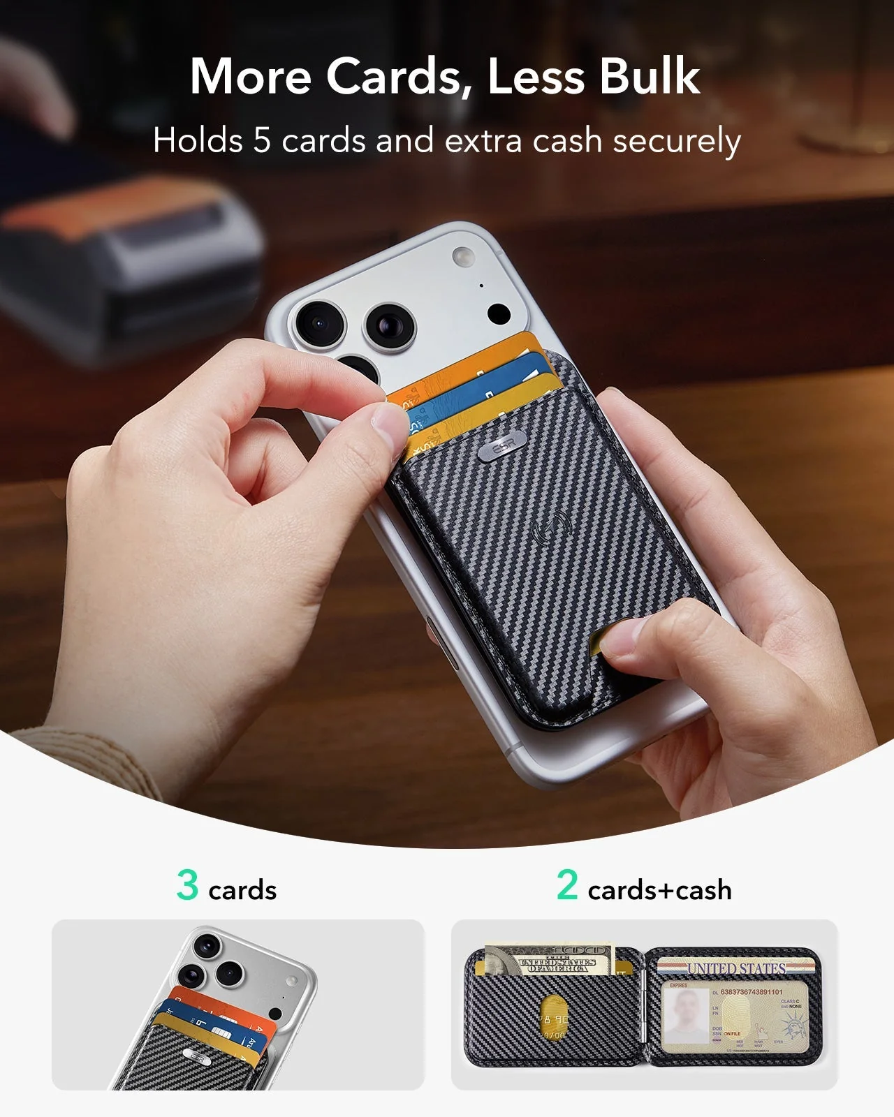 Geo Magnetic Wallet Stand -  Black Carbon Fiber - Image 6