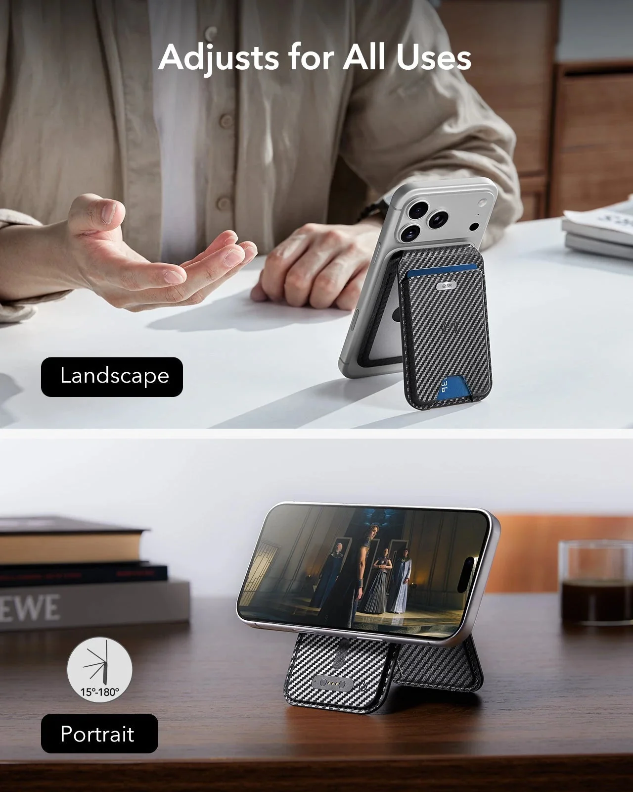 Geo Magnetic Wallet Stand -  Black Carbon Fiber - Image 8