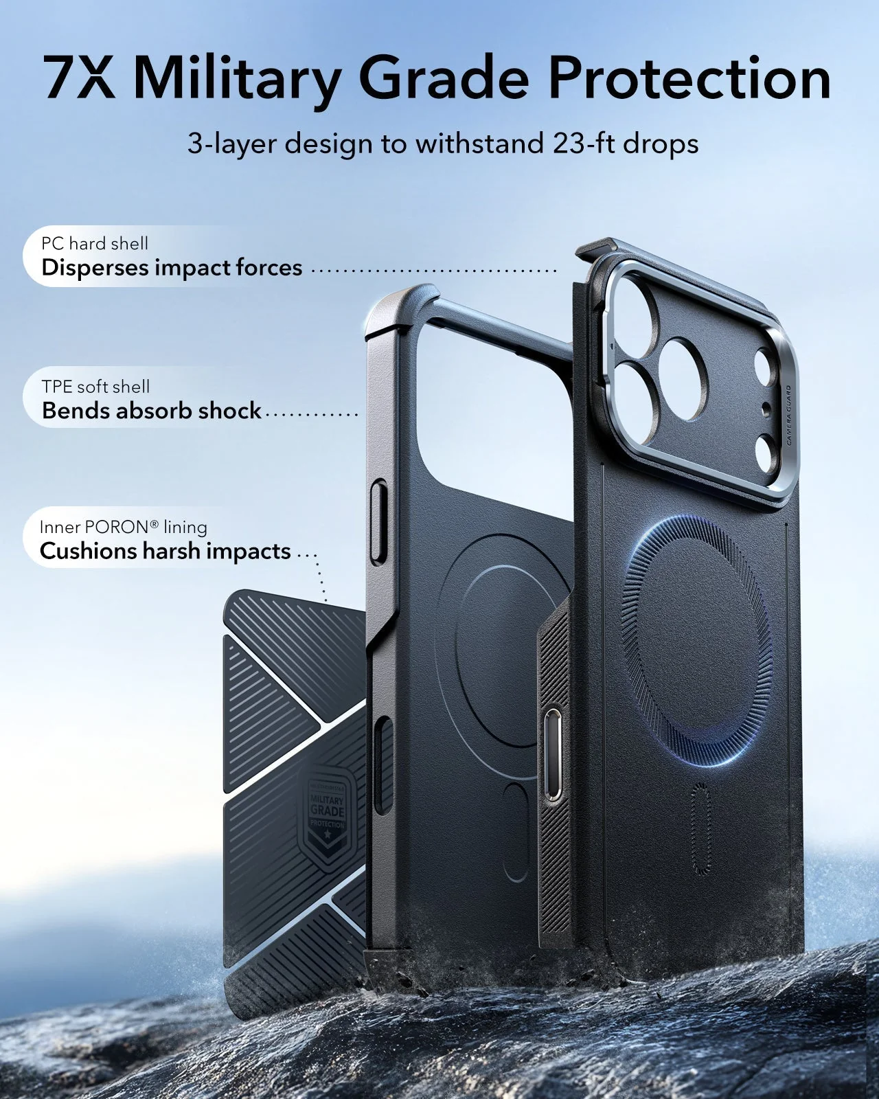 iPhone 17 Pro Bundle Cyber Tough Magnetic Case (Camera Control, Stash Stand) and Armorite Privacy Screen Protector - Black - Image 4