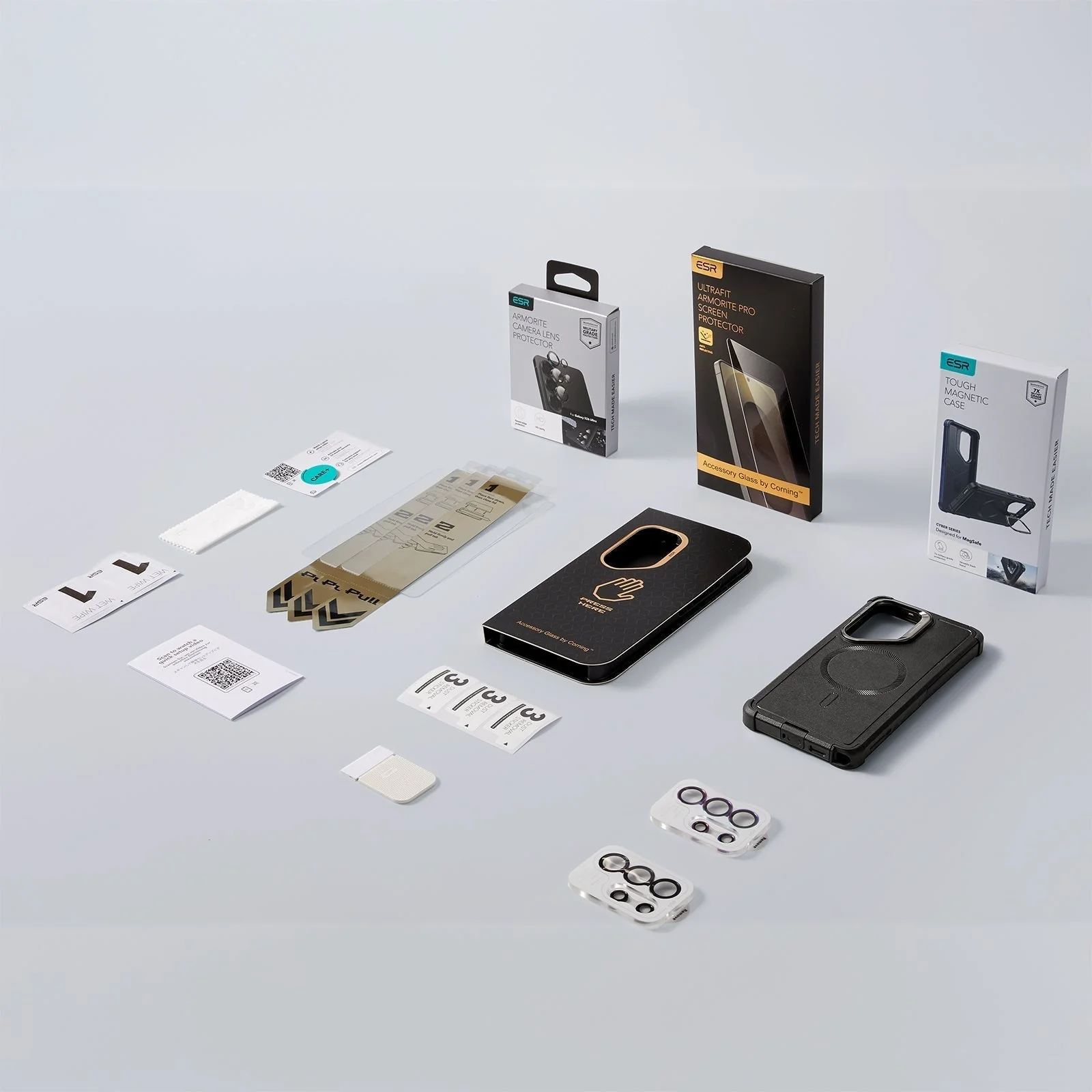 Galaxy S26 Ultra Bundle Cyber Tough Magnetic Case (Stash Stand) and Armorite® Pro Screen Protector - Black - Image 2