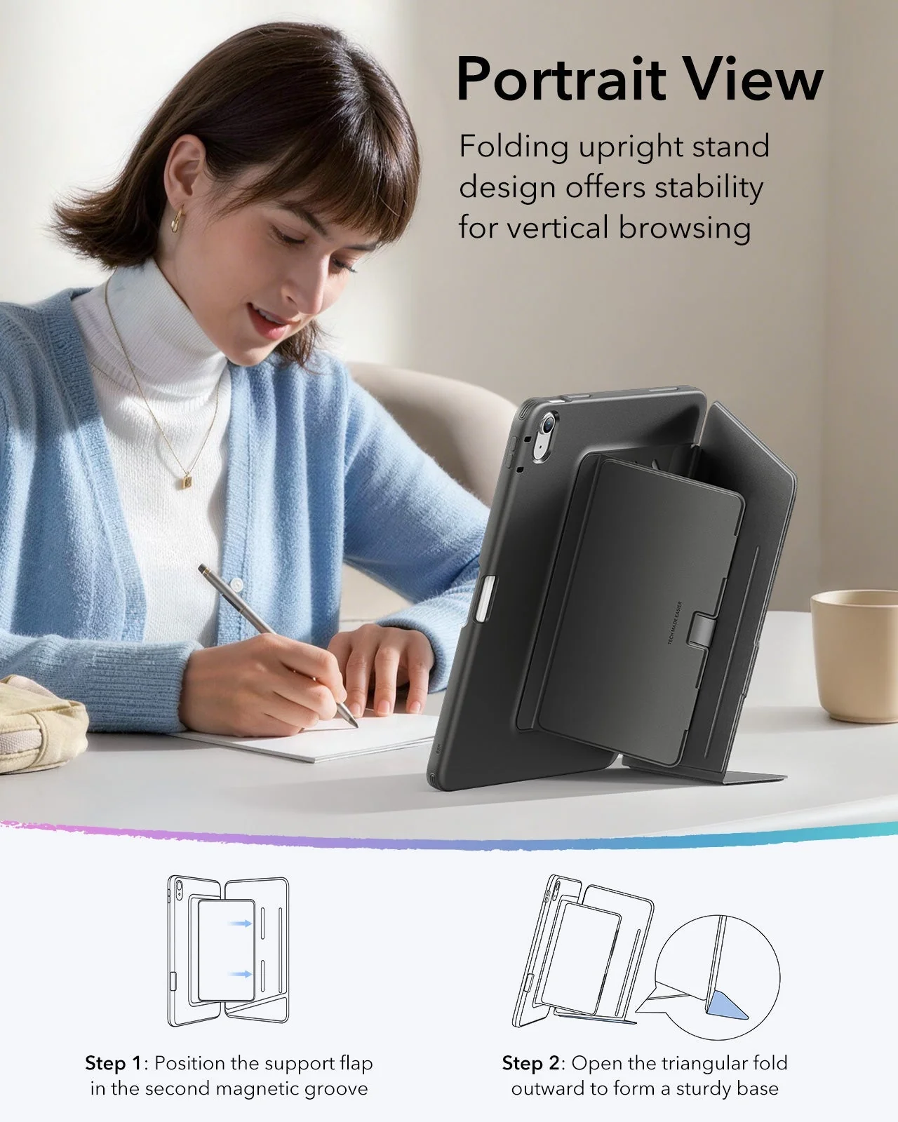 iPad 11" (A16) 2025 Bundle Flip Magnetic Case with Pencil Holder & Armorite® Protection - Black - Image 6