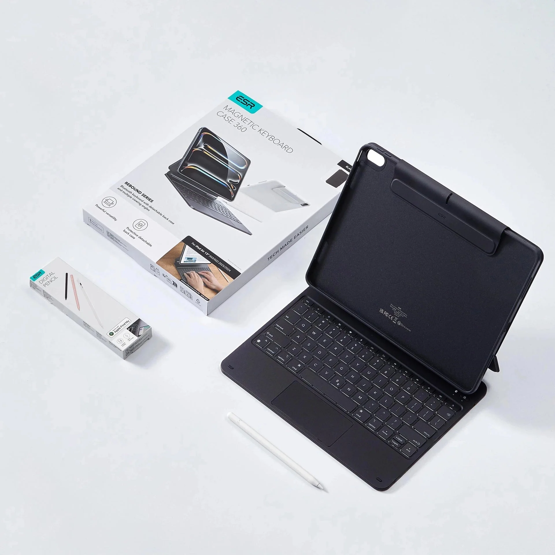 iPad Air 11" (M4) 2026 Bundle Rebound Magnetic Keyboard Case 360 & Digital Pencil-US Layout-Black - Image 17