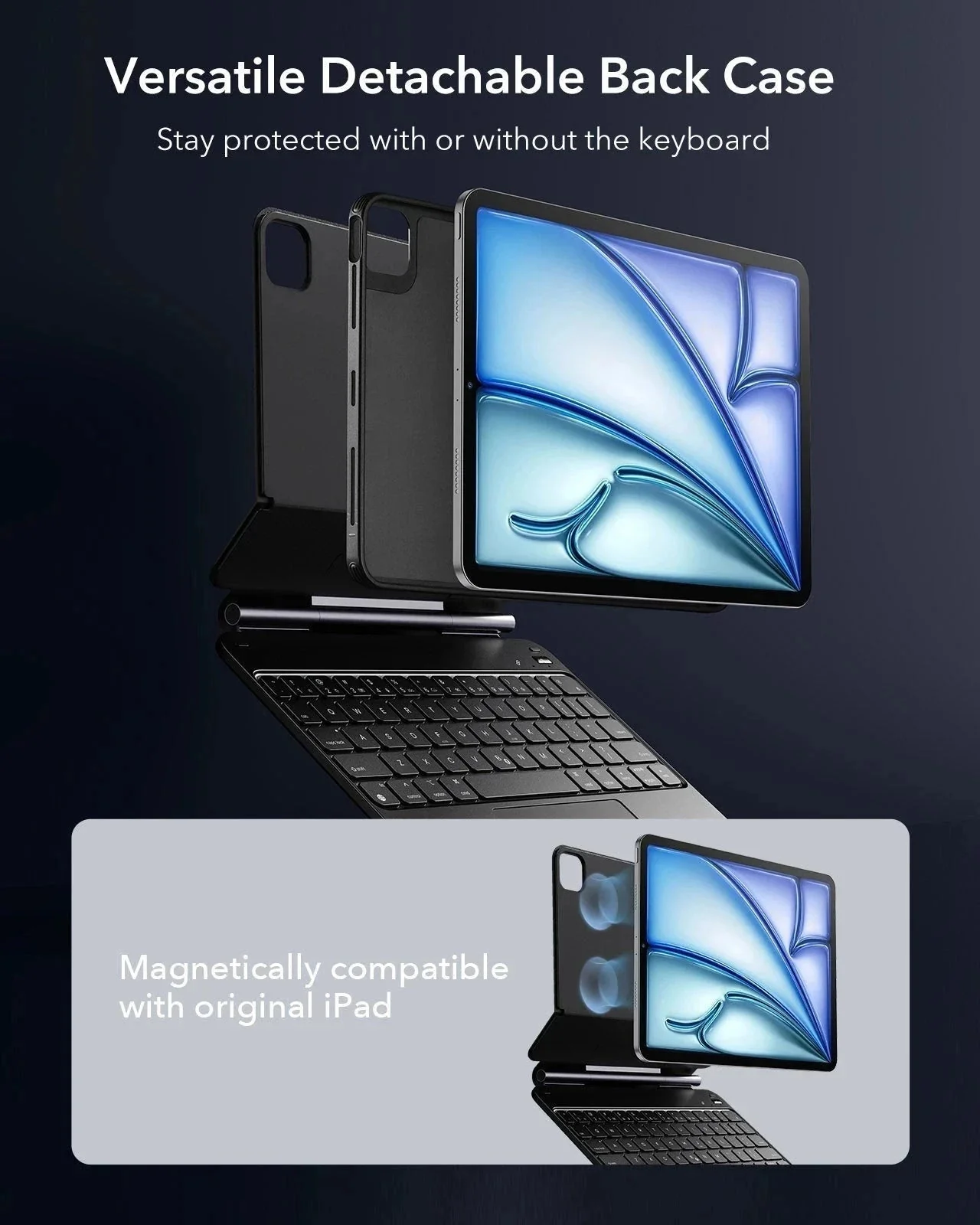 iPad Air 11" (M4) 2026 Bundle Rebound Magnetic Keyboard Case 360 & Digital Pencil-US Layout-Black - Image 5