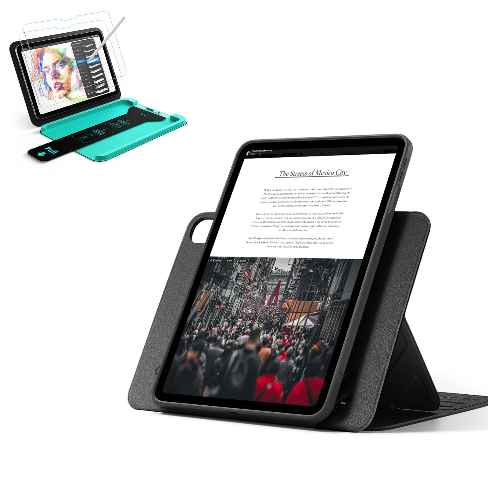 iPad Air 13" (M3) 2025 Bundle Shift Magnetic Case & Armorite® Paper-Feel Protection - Black