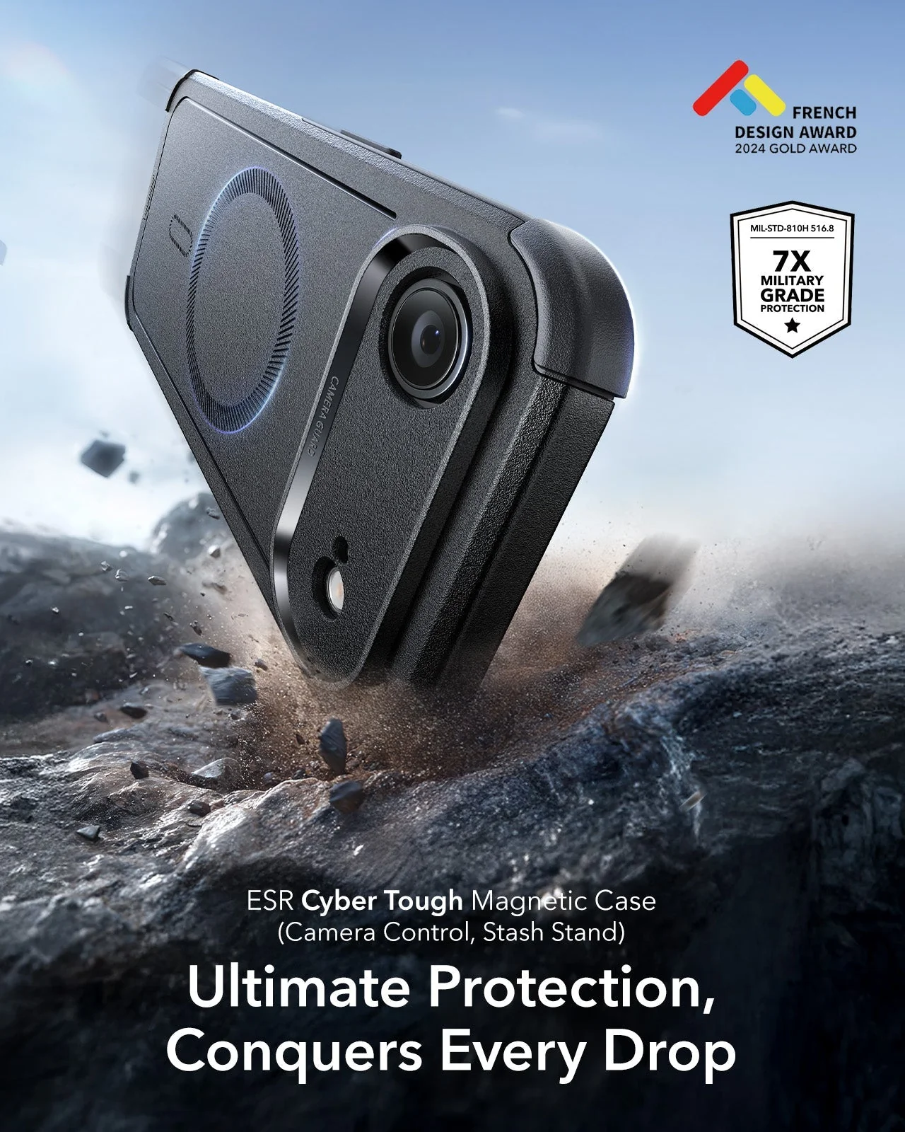 iPhone Air Cyber Tough Magnetic Case (Camera Control) - Black - Image 2