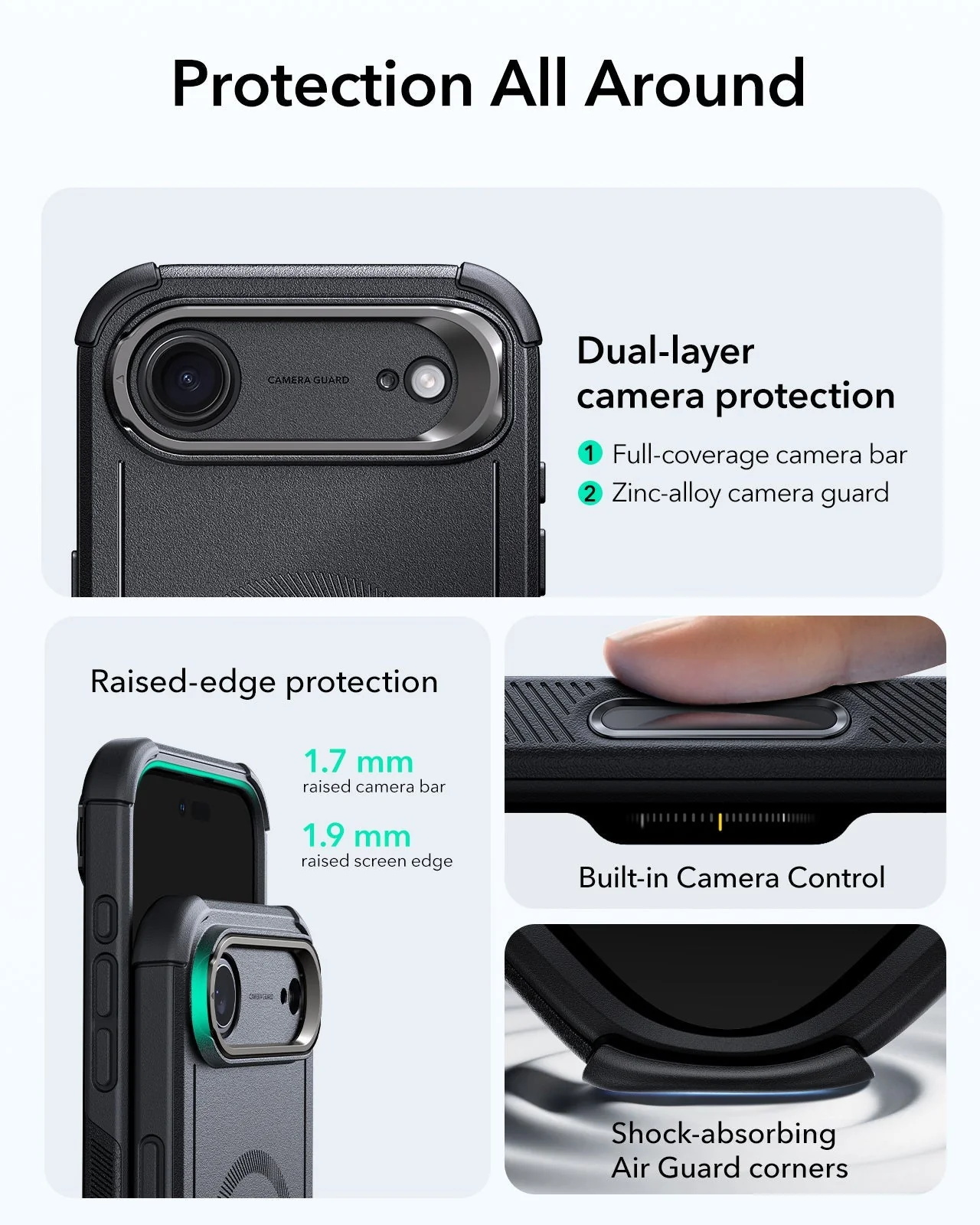 iPhone Air Cyber Tough Magnetic Case (Camera Control, Stash Stand) - Black - Image 3