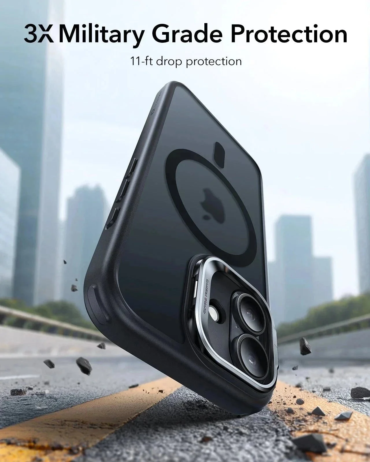 iPhone 17 Bundle Classic Hybrid Magnetic Case (Camera Control, Stash Stand) and Armorite Screen Protector - Frosted Black - Image 4