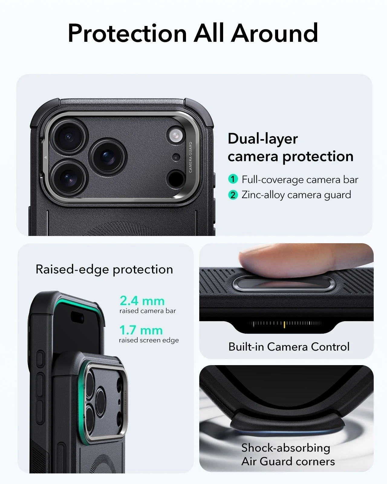 iPhone 17 Pro Cyber Tough Magnetic Case (Camera Control, Stash Stand) - Black - Image 3