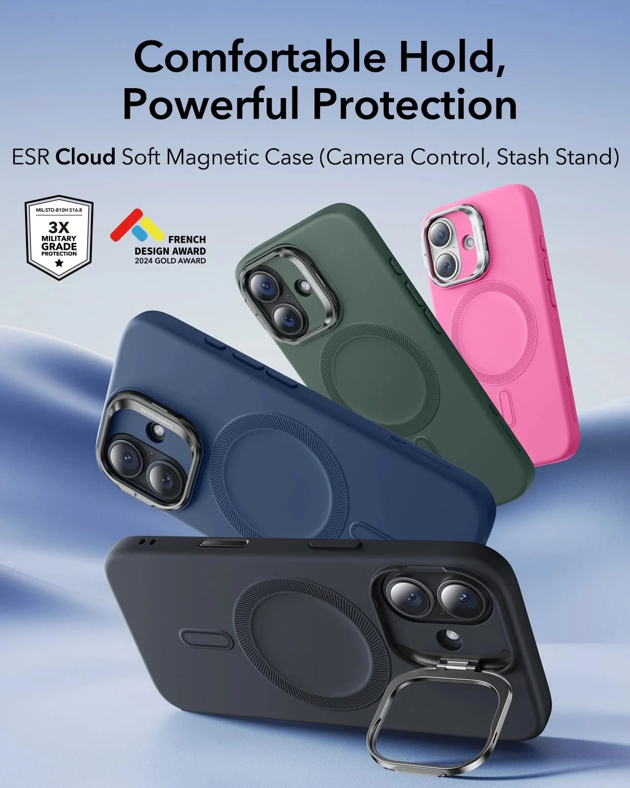 iPhone 17 Cloud Soft Magnetic Case (Camera Control, Stash Stand) - Black - Image 2