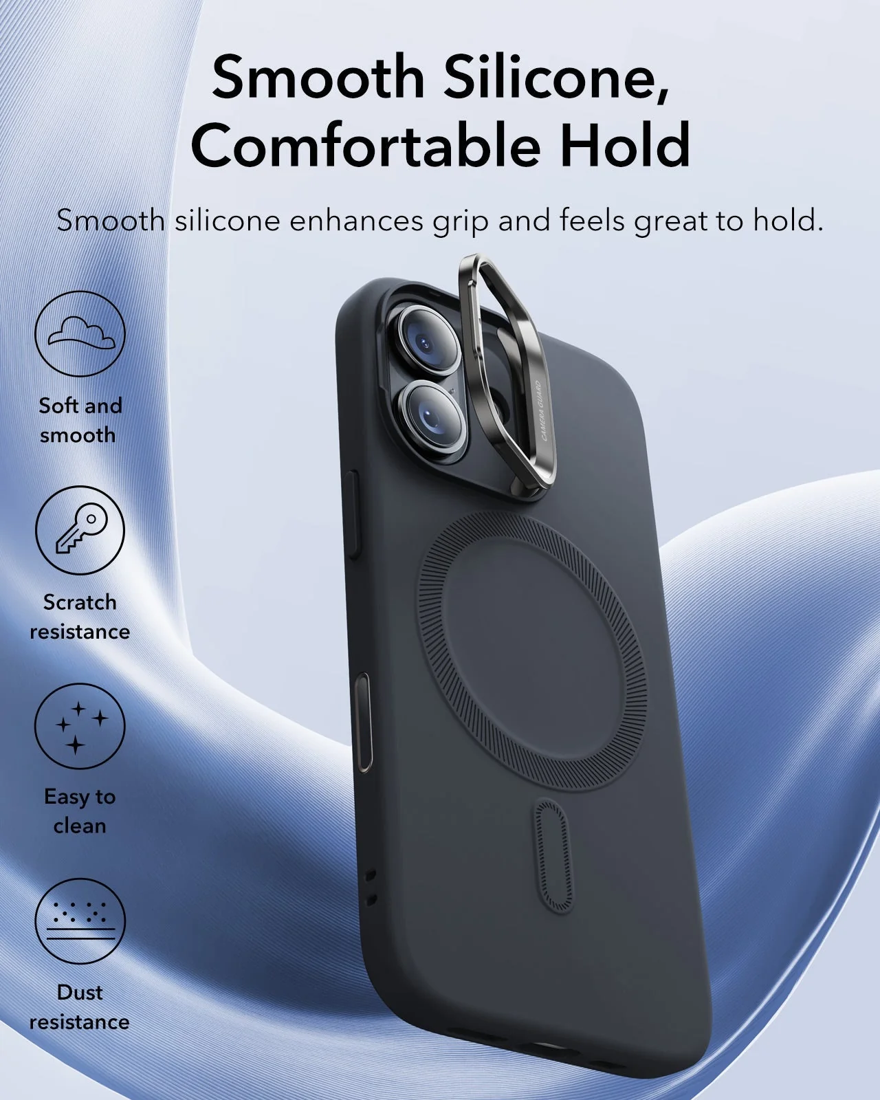 iPhone 17 Cloud Soft Magnetic Case (Camera Control, Stash Stand) - Black - Image 3