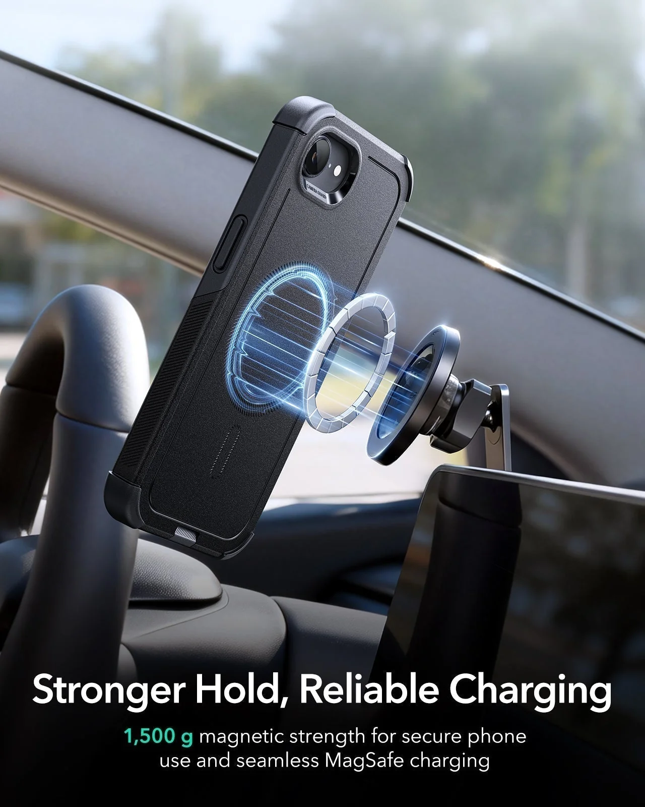 iPhone 17e Bundle Cyber Tough Magnetic Case & Armorite® Privacy Screen Protector - Black - Image 6