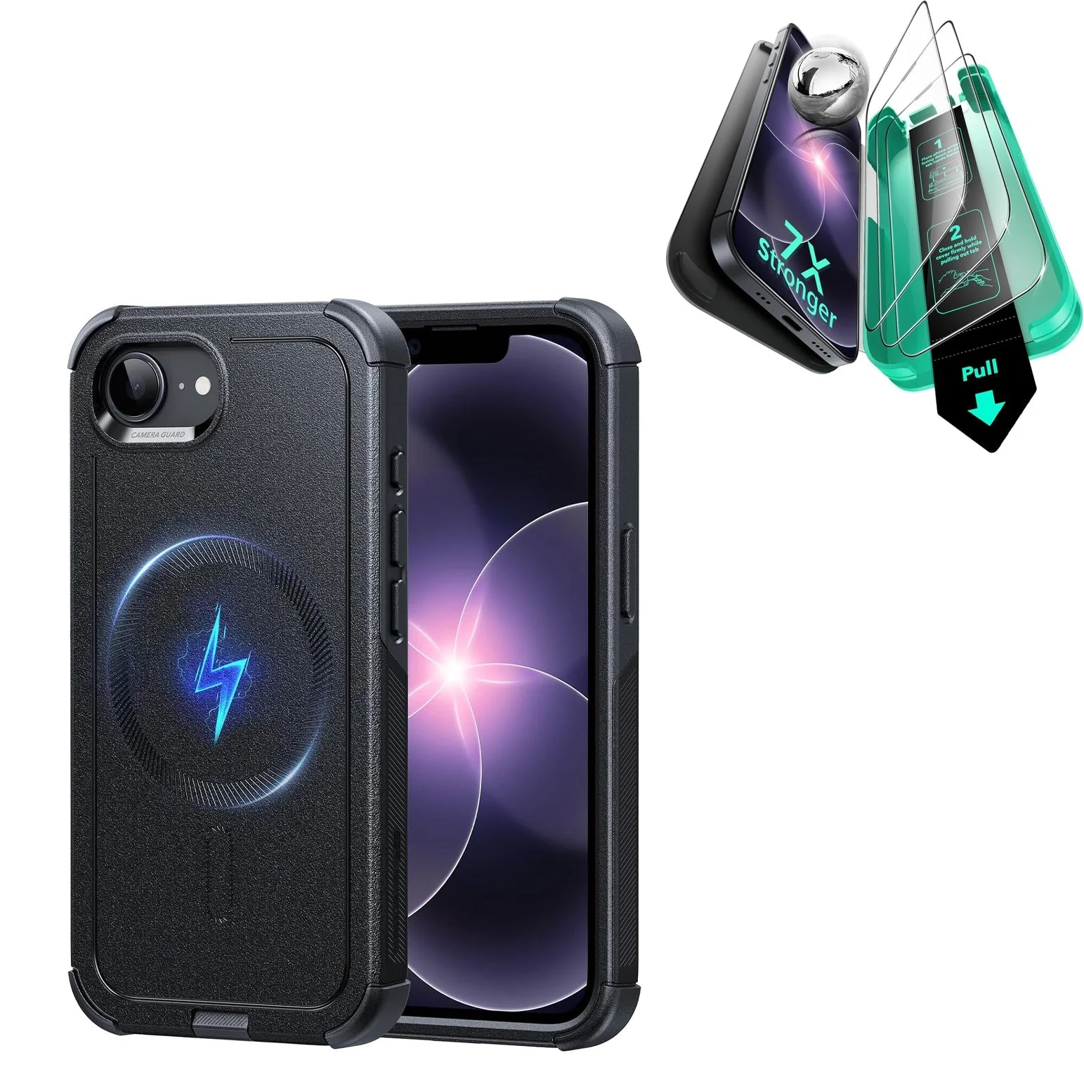 iPhone 17e Bundle Cyber Tough Magnetic Case & Armorite® Screen Protector - Black