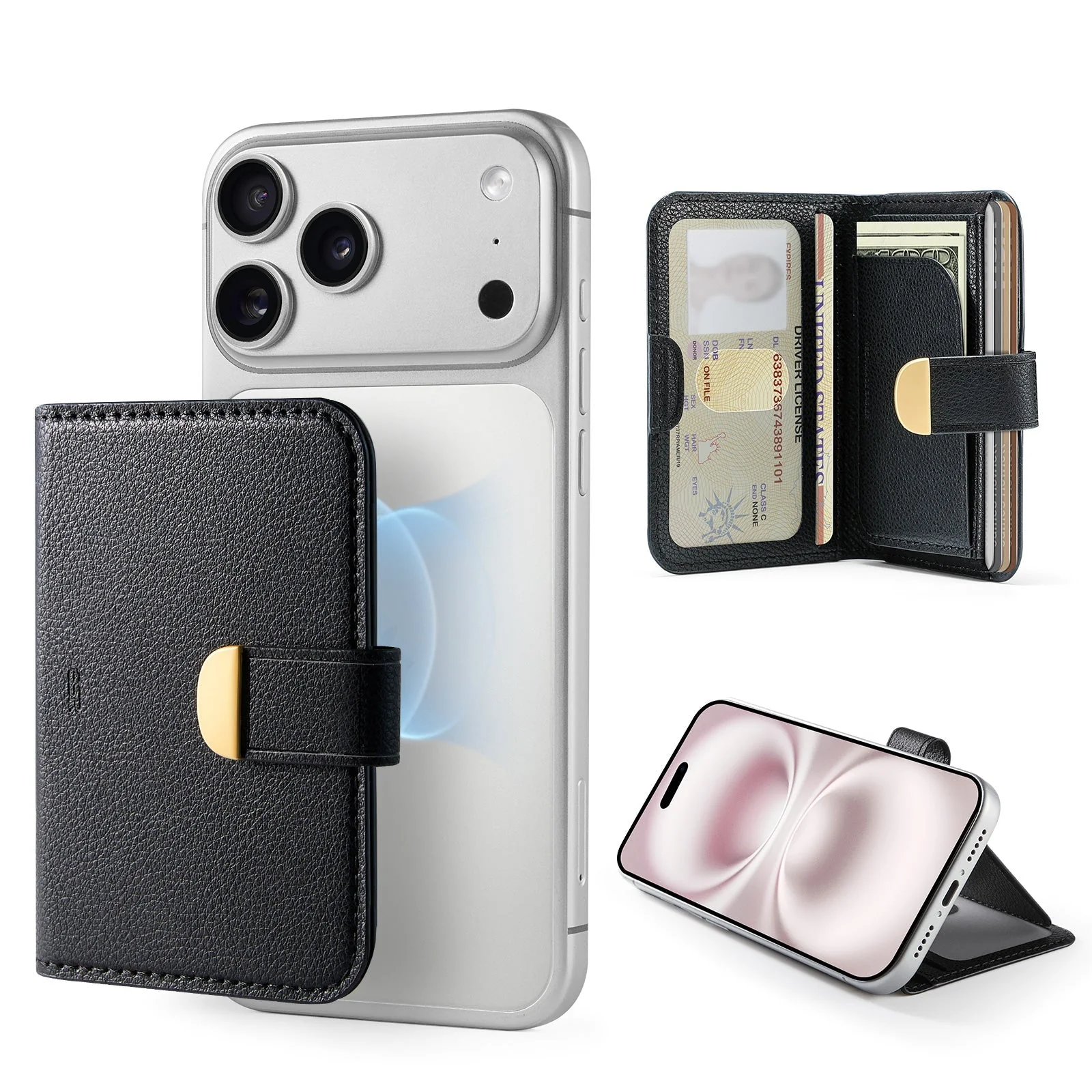 Aura Clutch Magnetic Wallet - Black