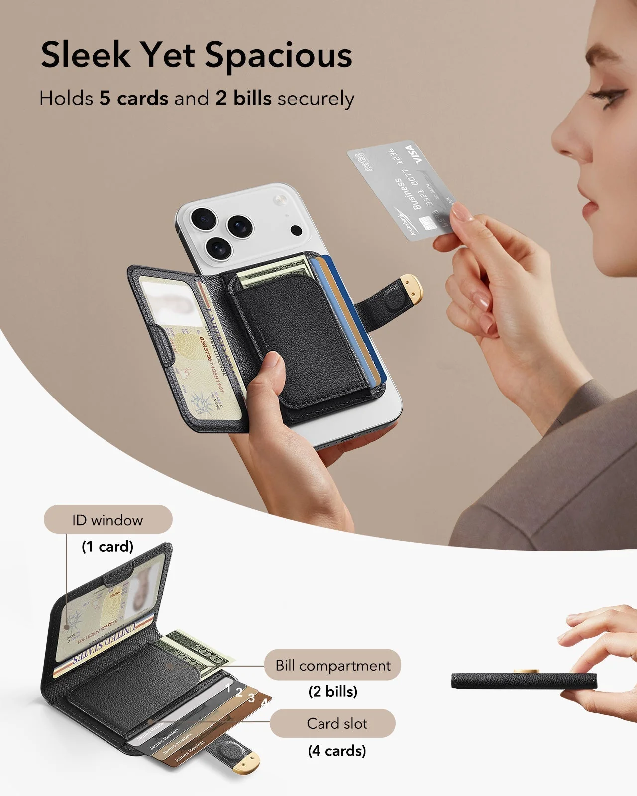 Aura Clutch Magnetic Wallet - Black - Image 6