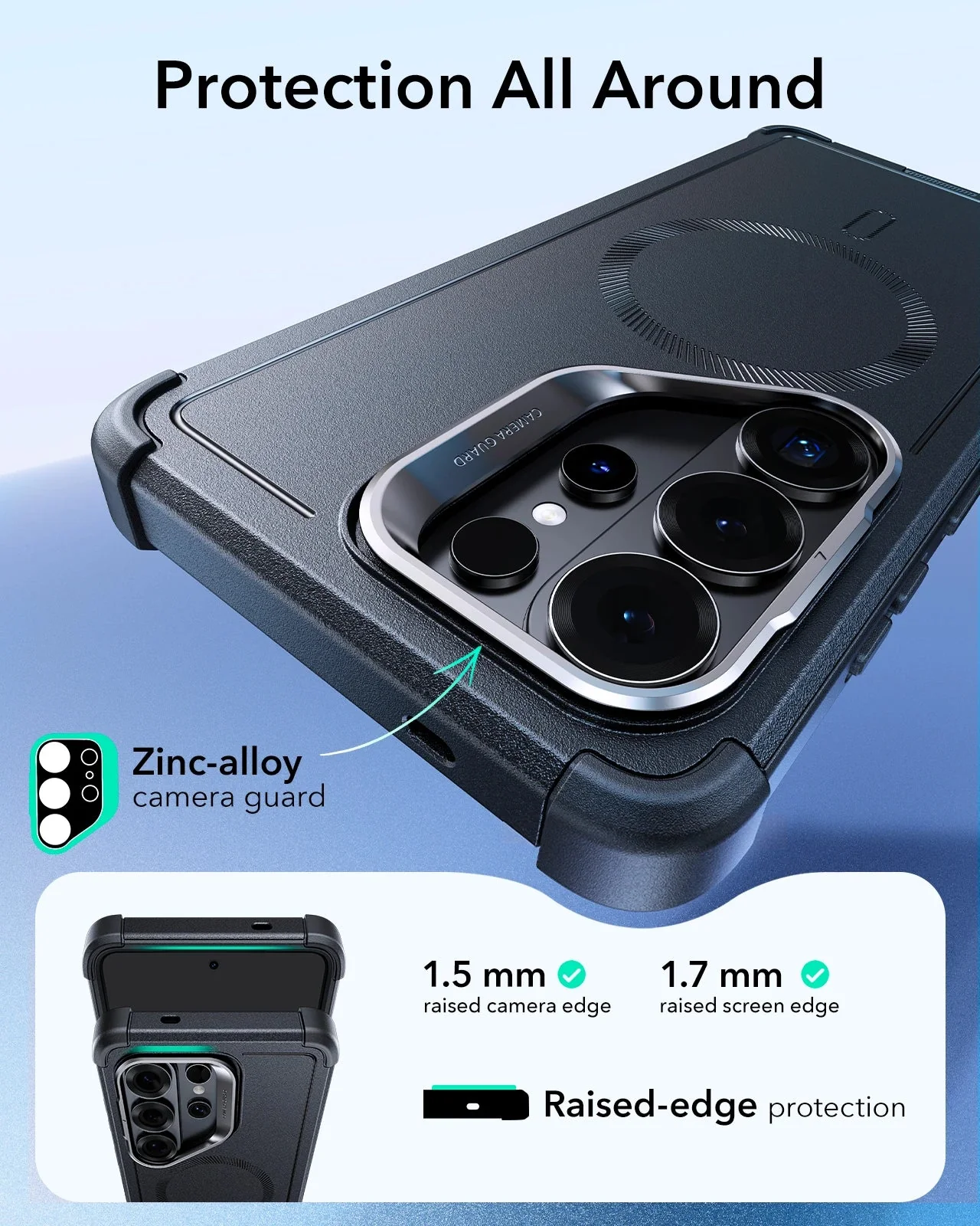 Galaxy S26 Ultra Bundle Cyber Tough Magnetic Case (Stash Stand) and Armorite® Screen Protector - Black - Image 3
