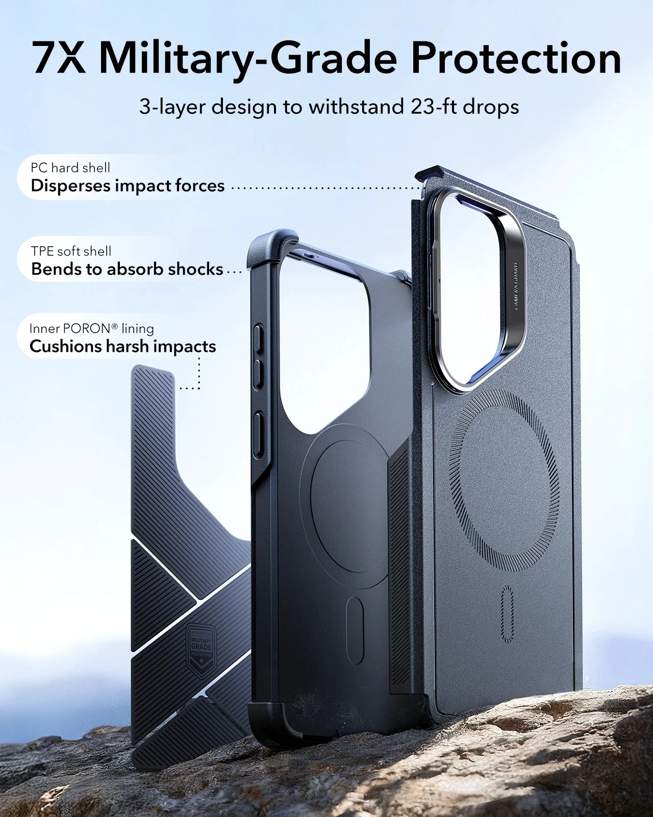 Galaxy S26 Ultra Bundle Cyber Tough Magnetic Case (Stash Stand) and Armorite® Pro Privacy Screen Protector - Black - Image 4