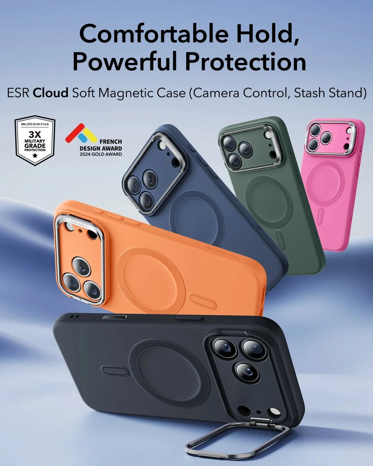 iPhone 17 Pro Cloud Soft Magnetic Case (Camera Control, Stash Stand) - Black - Image 2