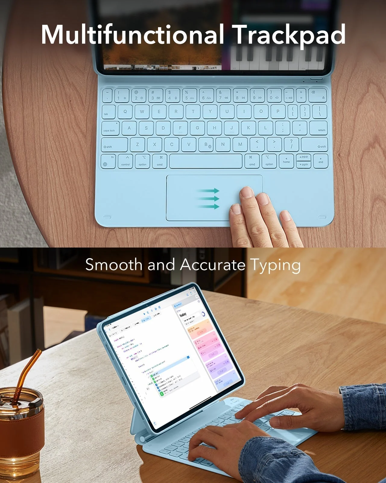 iPad Air 11" (M4) 2026 Bundle Rebound Magnetic Keyboard Case 360, Armorite & Paper-Feel Screen Protectors-US-Layout-Blue - Image 12