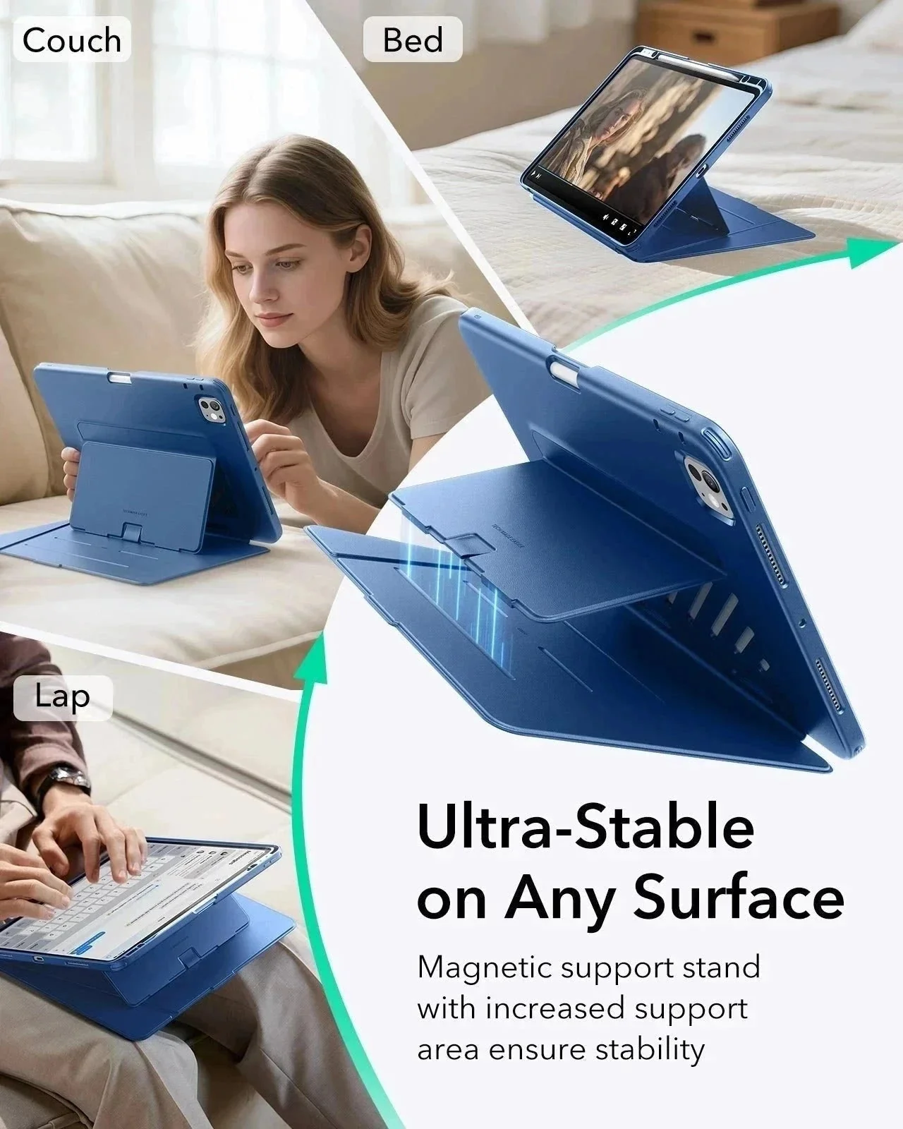 iPad Pro 11" (2024) Flip Magnetic Case with Pencil Holder - Navy Blue - Image 4