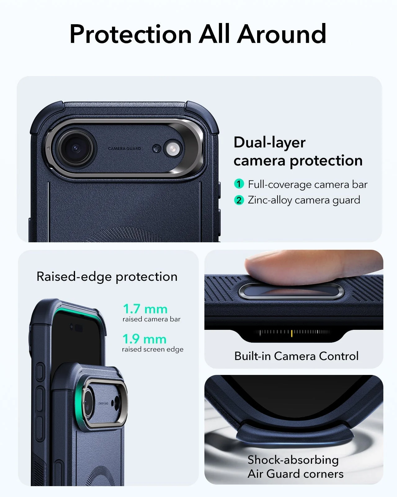 iPhone Air Cyber Tough Magnetic Case (Camera Control, Stash Stand) - Navy Blue - Image 3