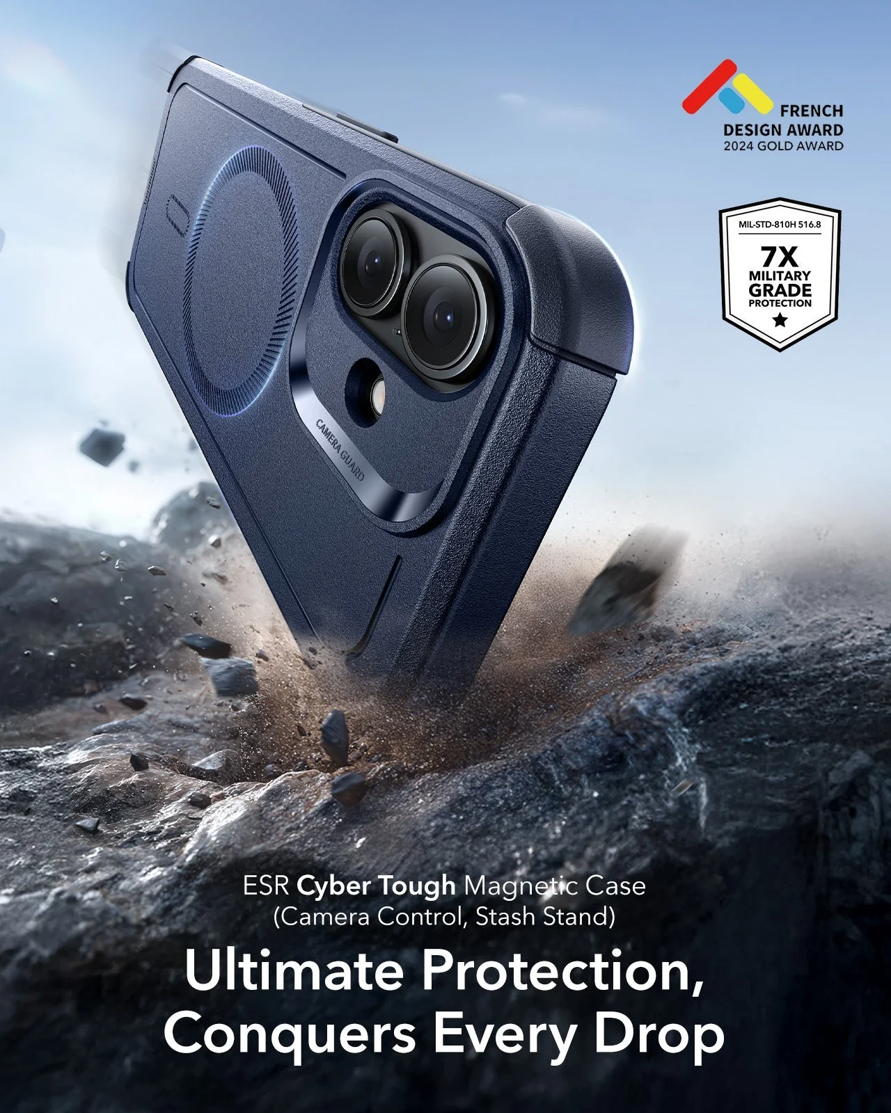 iPhone 17 Cyber Tough Magnetic Case (Camera Control) - Navy Blue - Image 2