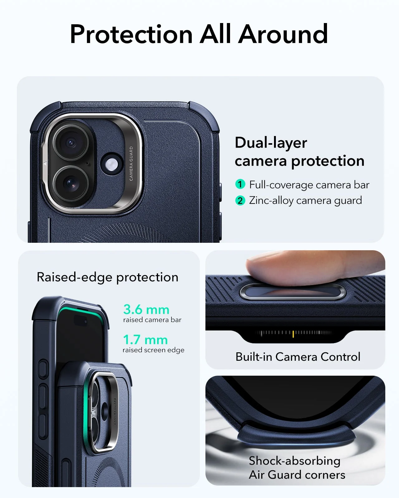 iPhone 17 Cyber Tough Magnetic Case (Camera Control, Stash Stand) - Navy Blue - Image 3