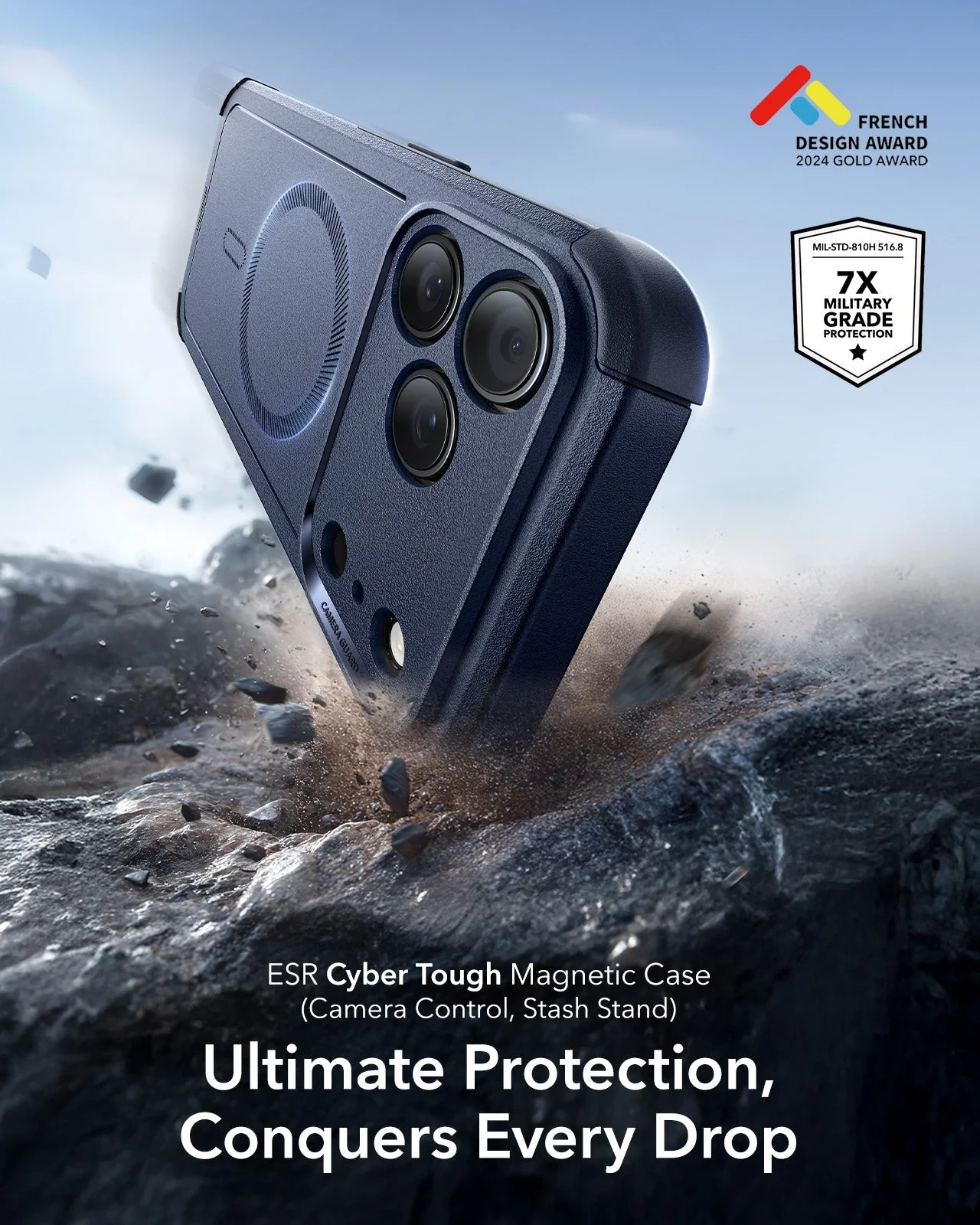iPhone 17 Pro Cyber Tough Magnetic Case (Camera Control) - Navy Blue - Image 2