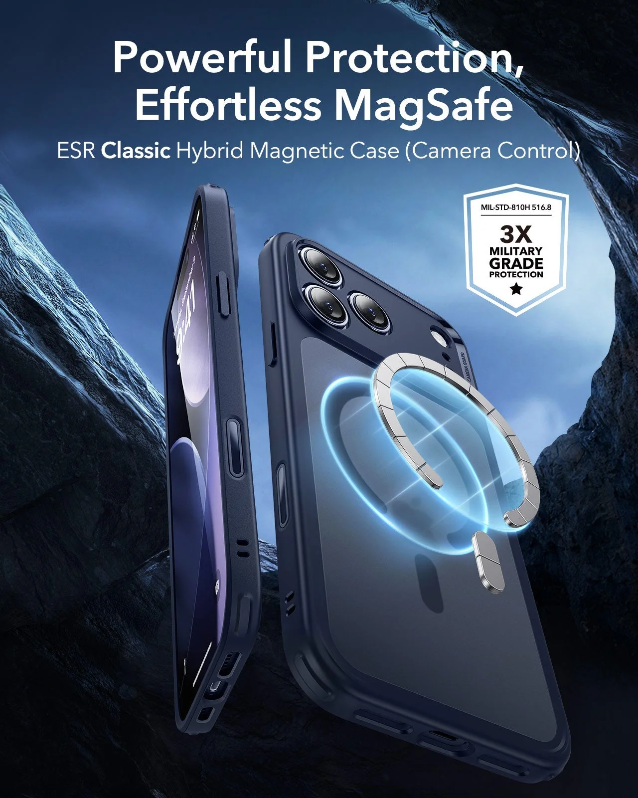 iPhone 17 Pro Max Classic Hybrid Magnetic Case (Camera Control) - Frosted Blue - Image 2