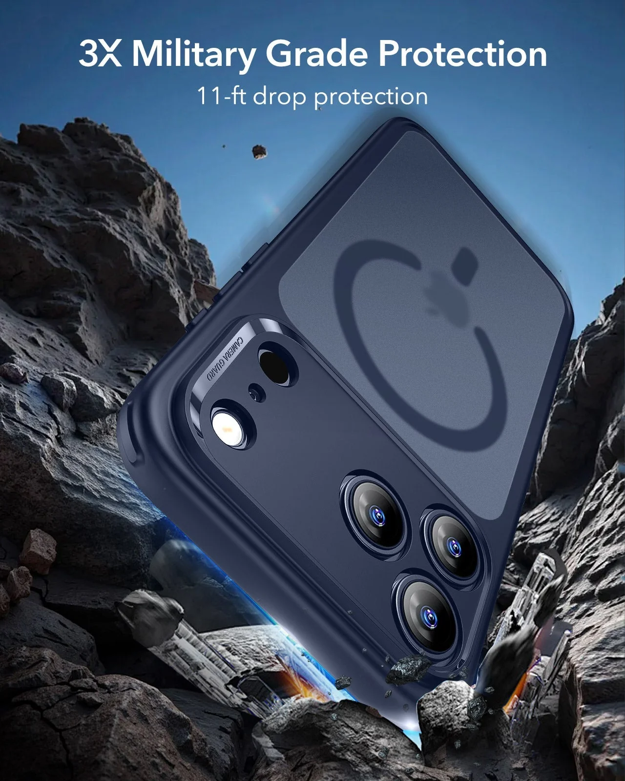 iPhone 17 Pro Max Classic Hybrid Magnetic Case (Camera Control) - Frosted Blue - Image 4