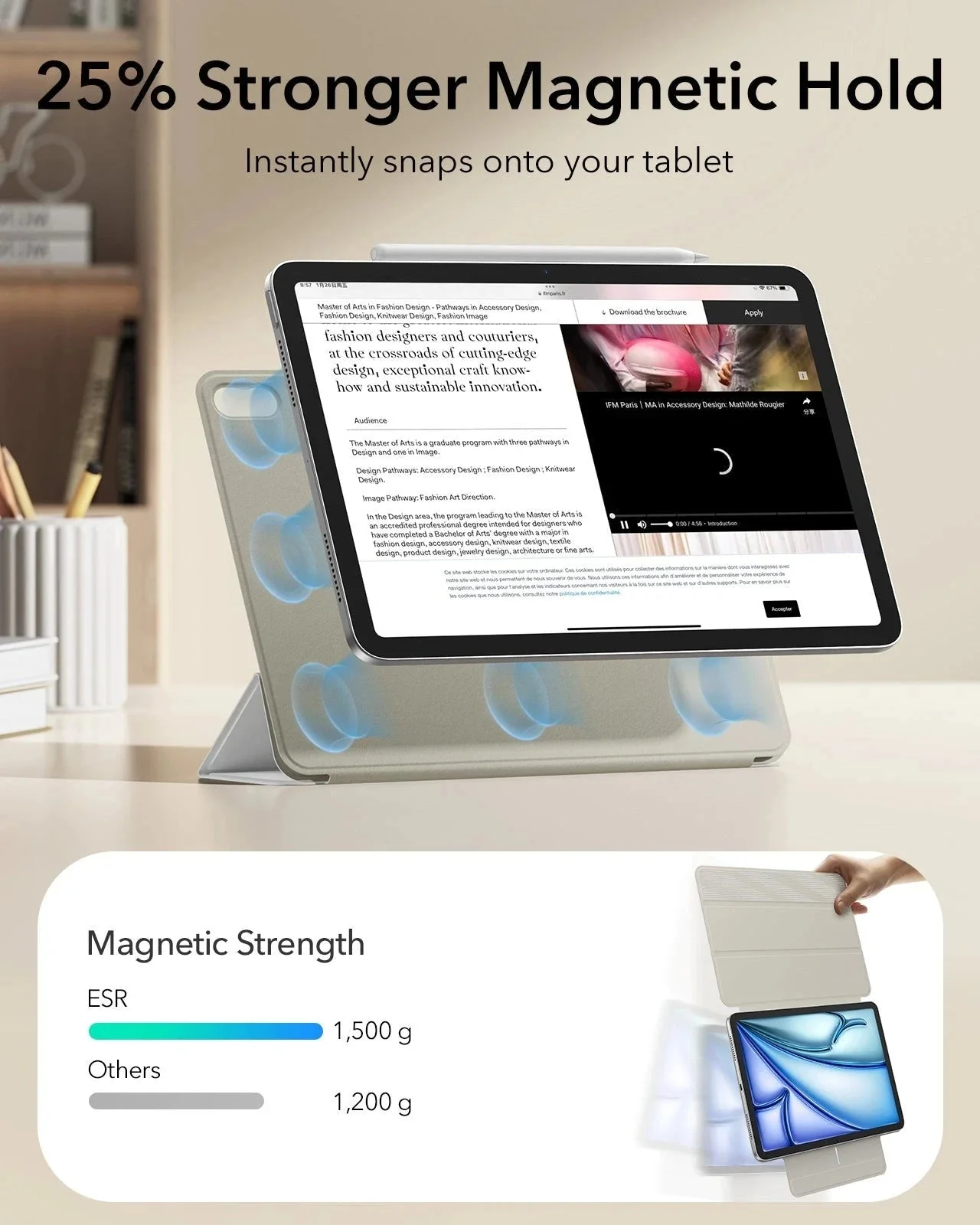 iPad Air 11" (M4) 2026 Rebound Magnetic Case - Brilliant White - Image 6