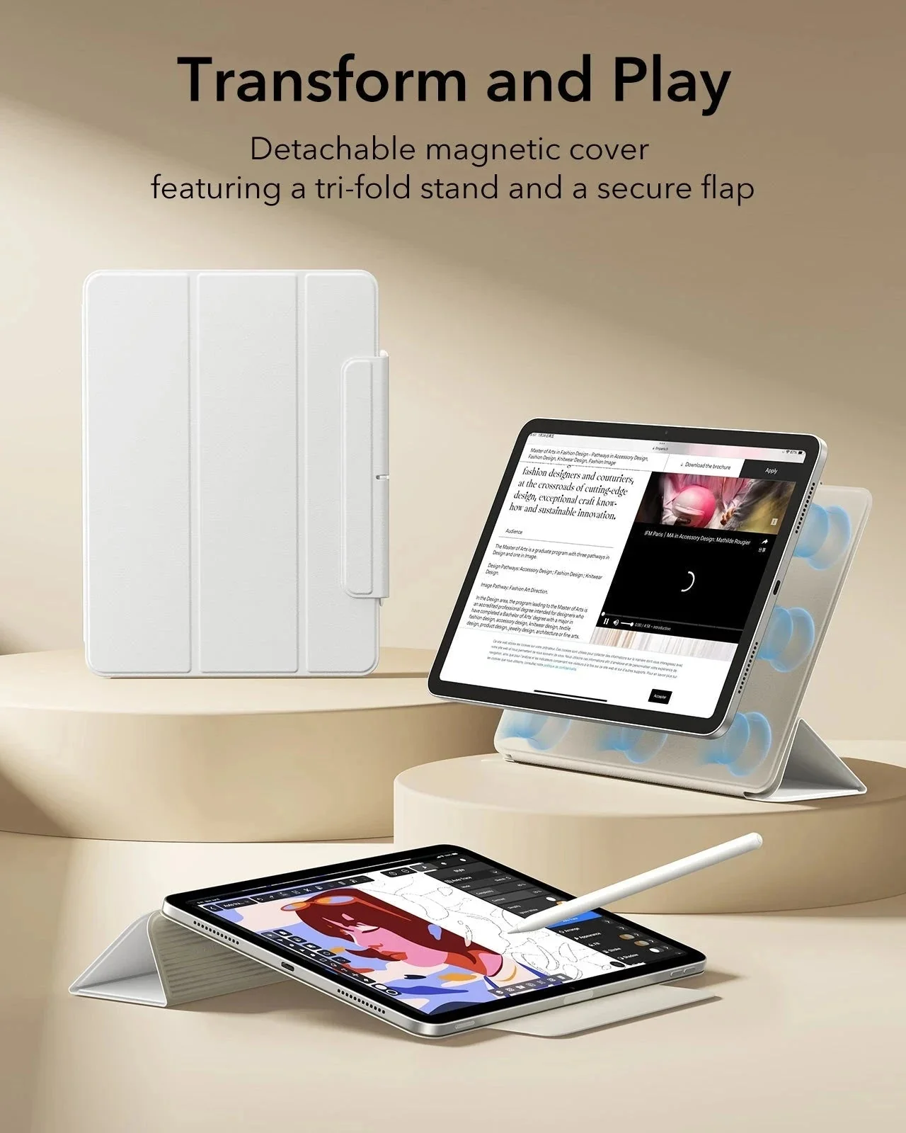 iPad Air 13" (M4) 2026 Rebound Magnetic Case - Brilliant White - Image 3