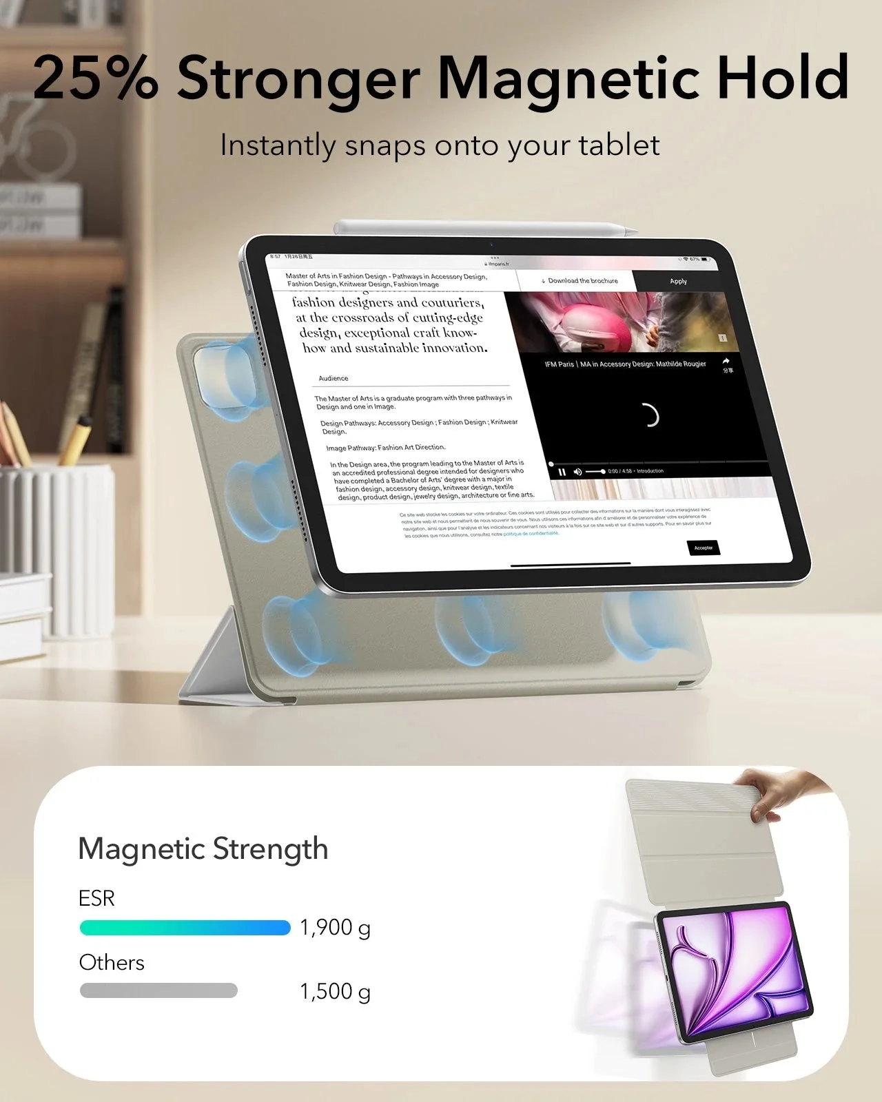iPad Air 13" (M4) 2026 Rebound Magnetic Case - Brilliant White - Image 6