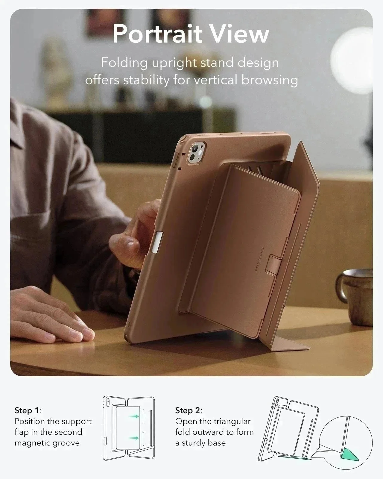 iPad Pro 13" (2025) Flip Magnetic Case with Pencil Holder - Brown - Image 7
