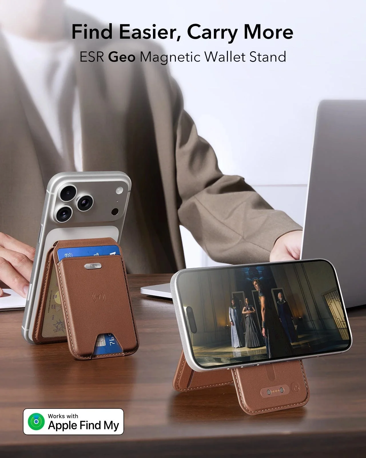 Geo Magnetic Wallet Stand -  Brown - Image 3
