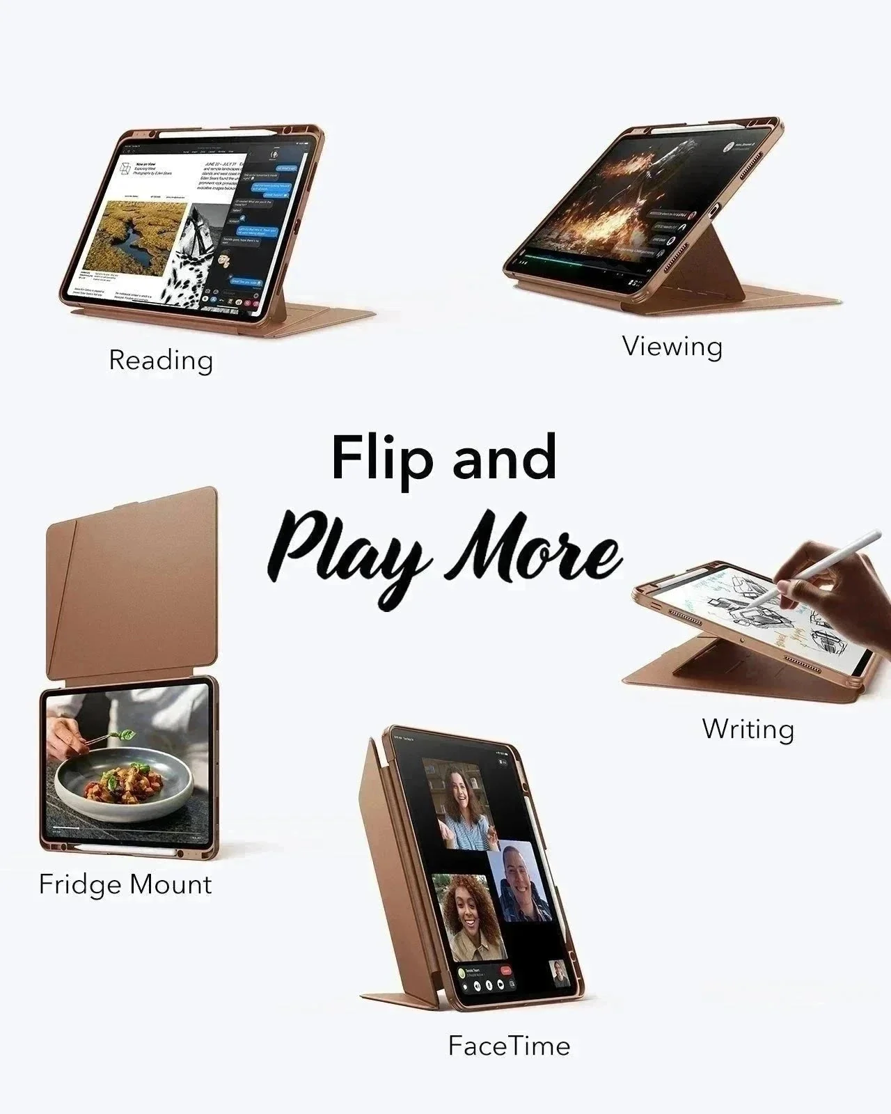 iPad Pro 13" (2024) Flip Magnetic Case with Pencil Holder - Brown - Image 2