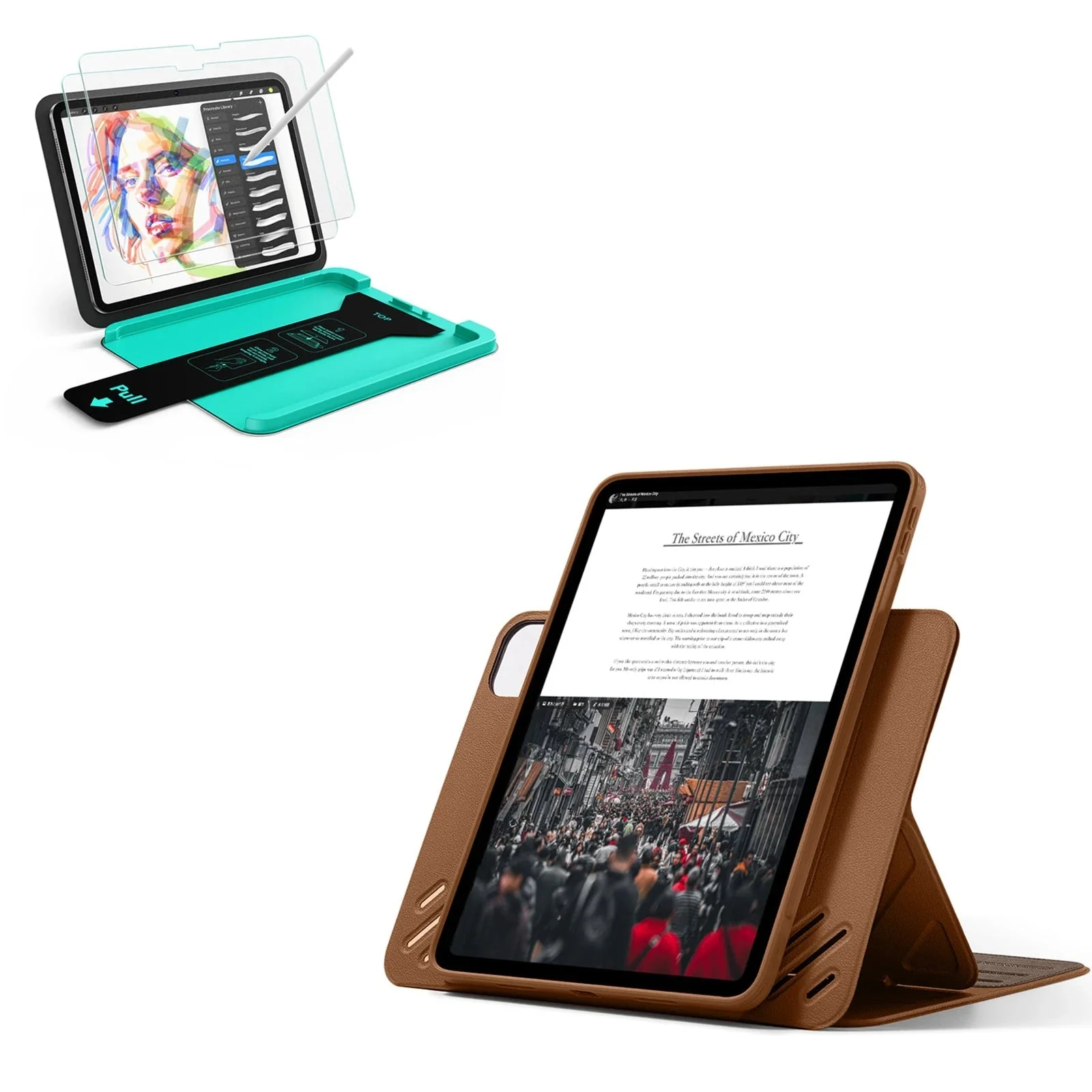 iPad Pro 13" (2025) Bundle Shift Magnetic Case & Armorite® Paper-Feel Protection - Brown