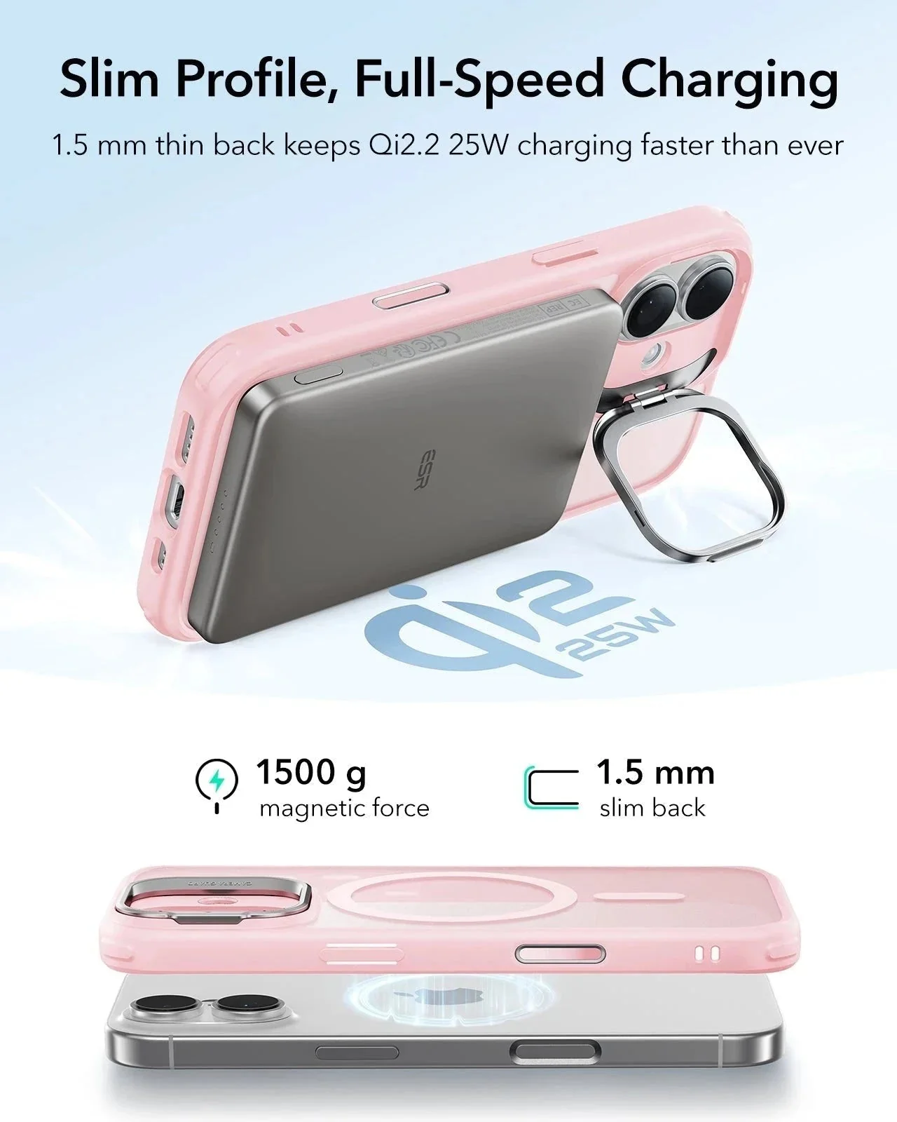 iPhone 17 Bundle Classic Hybrid Magnetic Case (Camera Control, Stash Stand) and Armorite Screen Protector - Frosted Bubblegum Pink - Image 6