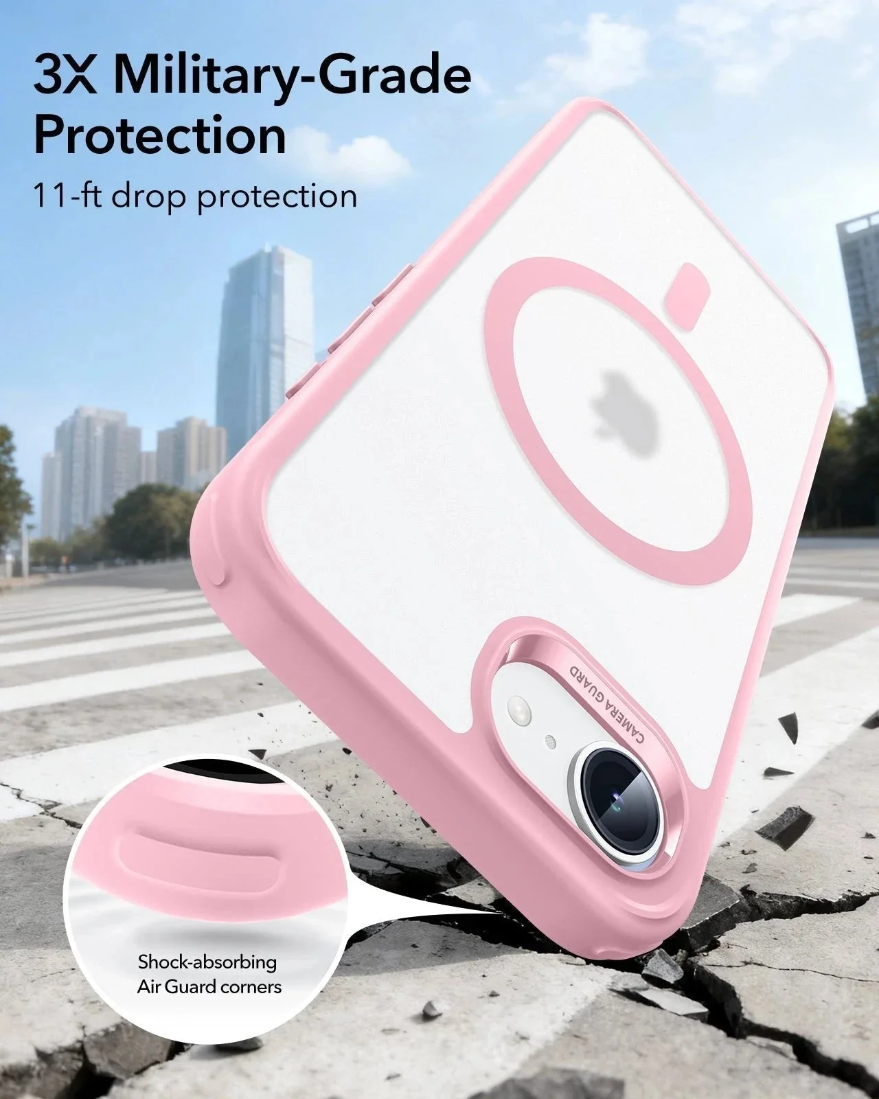 iPhone 17e Bundle Classic Hybrid Magnetic Case & Armorite® Privacy Screen Protector - Frosted Bubblegum Pink - Image 4