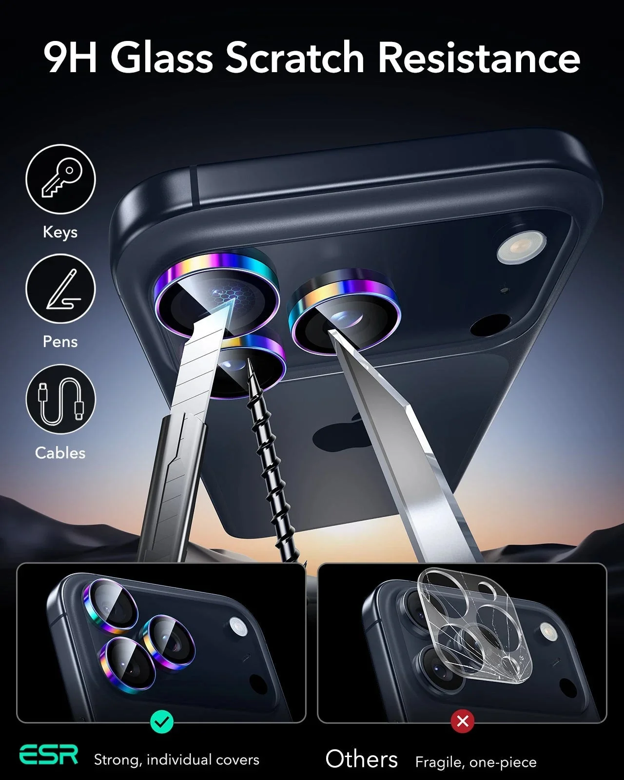 iPhone 17 Pro Max/17 Pro Armorite®️ Camera Lens Protector - Chromatic - Image 6