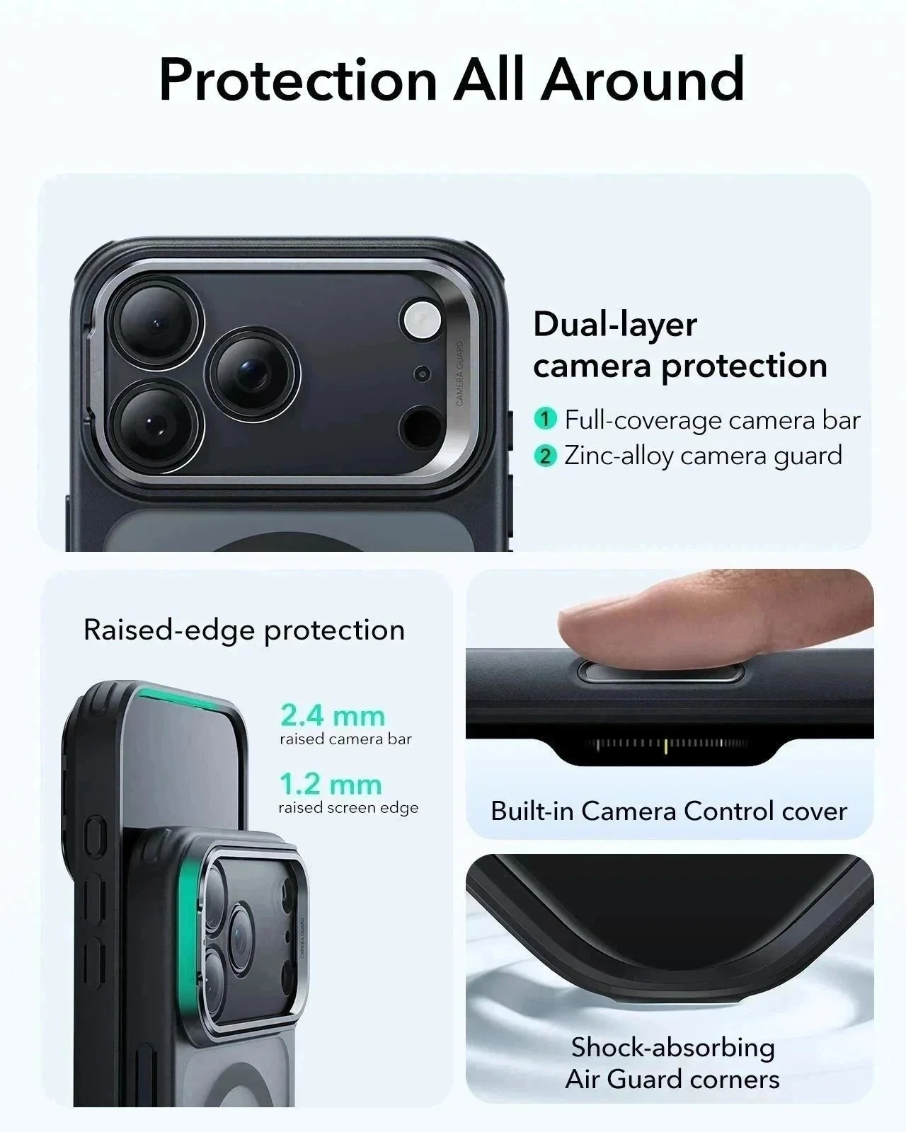 iPhone 17 Pro Max Bundle Classic Hybrid Magnetic Case (Camera Control, Stash Stand) and Armorite Screen Protector - Frosted Black - Image 3