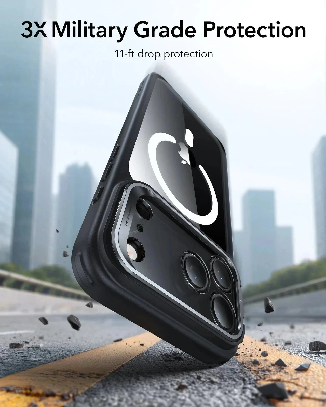 iPhone 17 Pro Bundle Classic Hybrid Magnetic Case (Camera Control, Stash Stand) and Armorite Privacy Screen Protector - Clear Black - Image 3