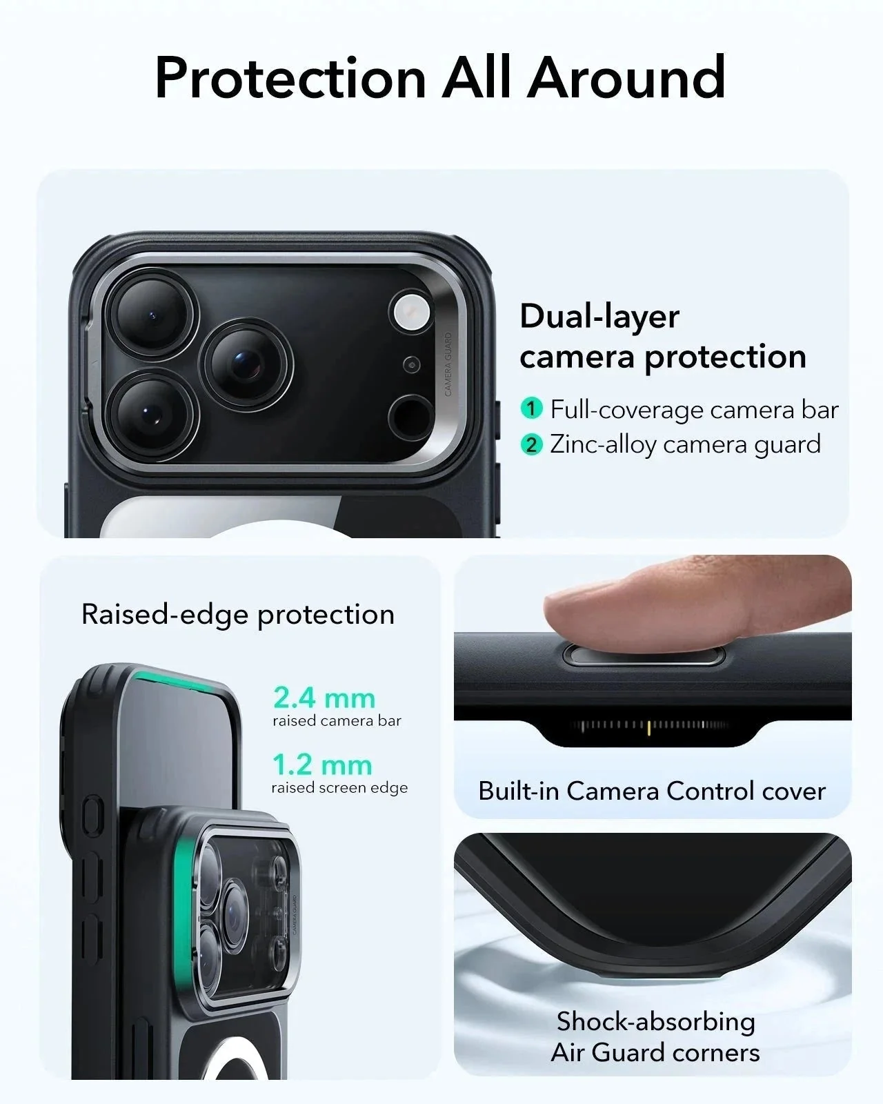 iPhone 17 Pro Bundle Classic Hybrid Magnetic Case (Camera Control, Stash Stand) and Armorite Privacy Screen Protector - Clear Black - Image 4